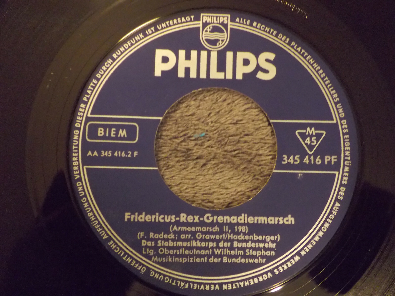 Das Stabsmusikkorps der Bundeswehr – Alte Kameraden / Fridericus-Rex-Grenadiermarsch (7″-Single), Bild 2
