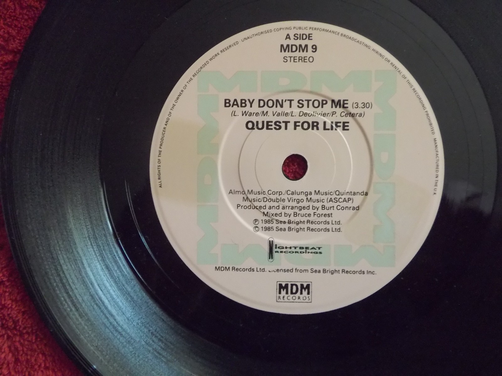 Quest For Life – Baby don´t stop me / My girl (Acappela Mix) – UK 7″ Single