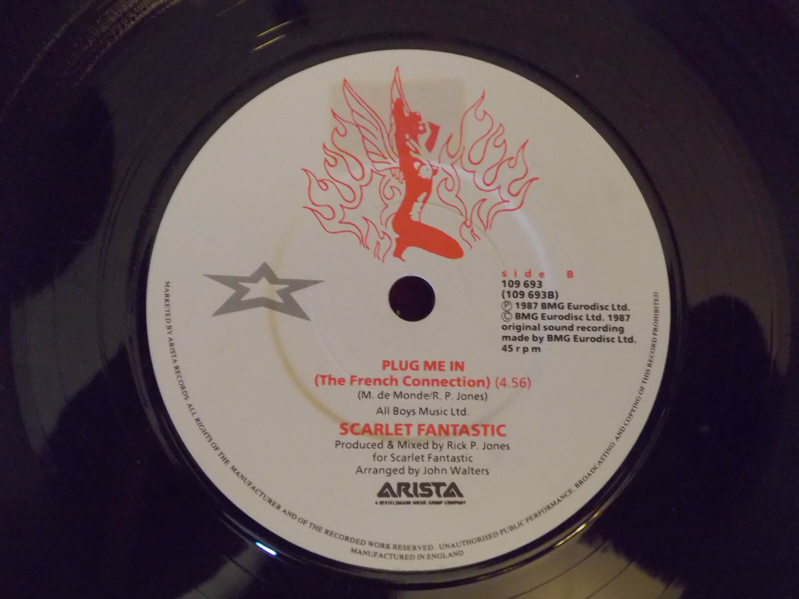 Scarlet Fantastic – Plug me in (2 Versionen), 7″-Single, Arista, 1987, Bild 2