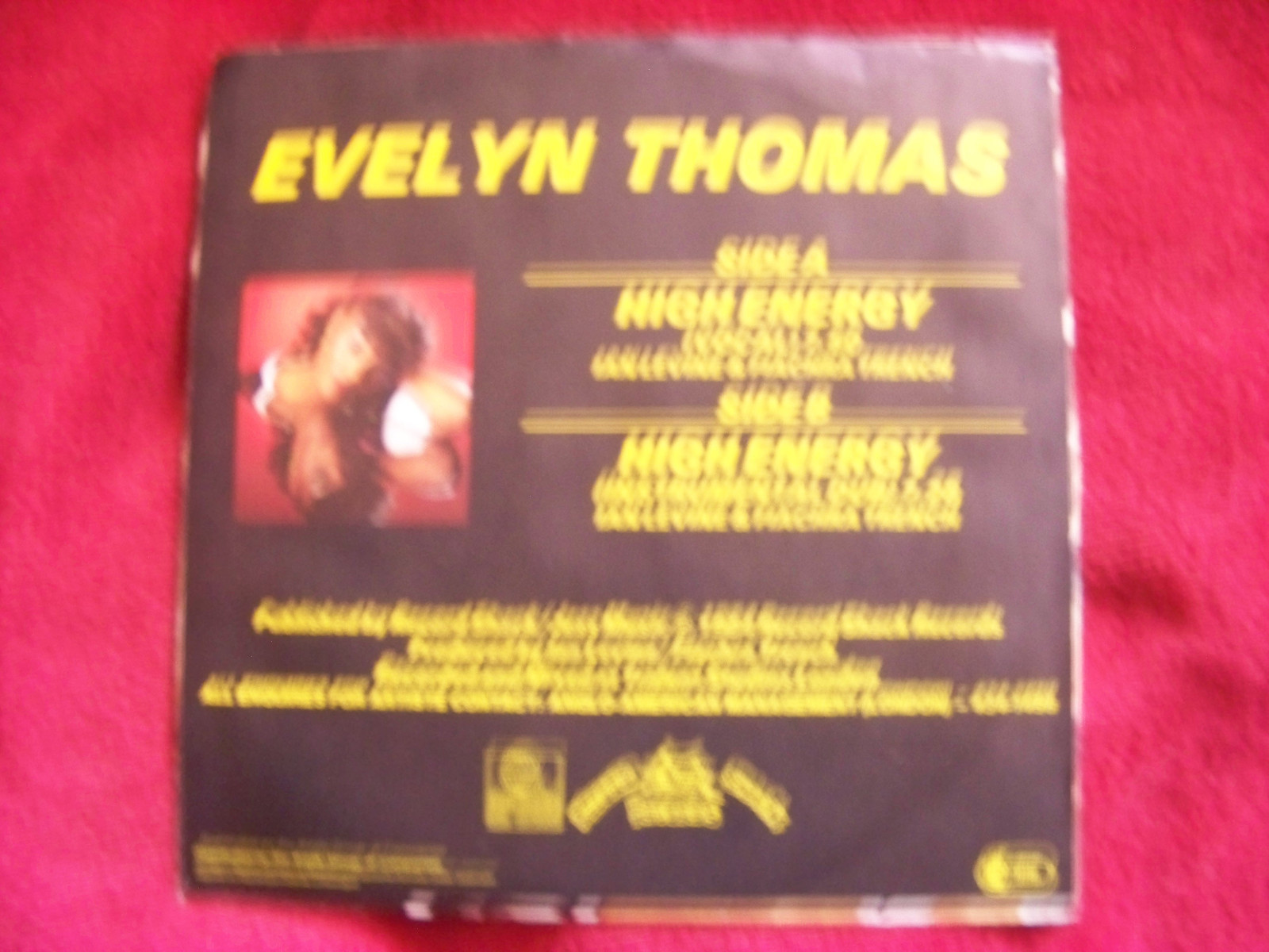 Evelyn Thomas – High Energy / Same (Instr. Dub) | Ariola 106 589, 1984, Bild 2