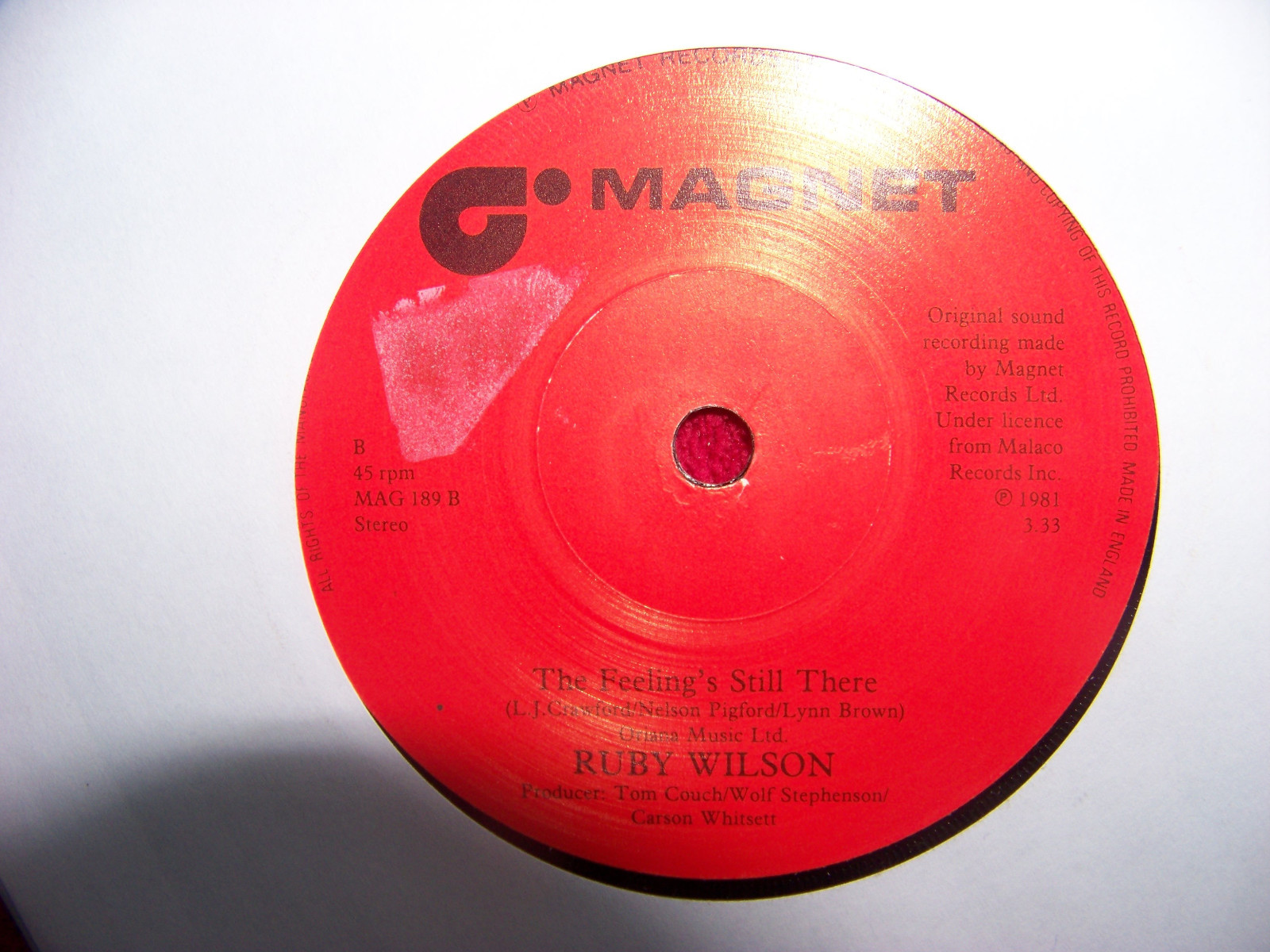 Ruby Wilson – Bluer than blue / The feeling´s still there (7″ Single), Bild 2