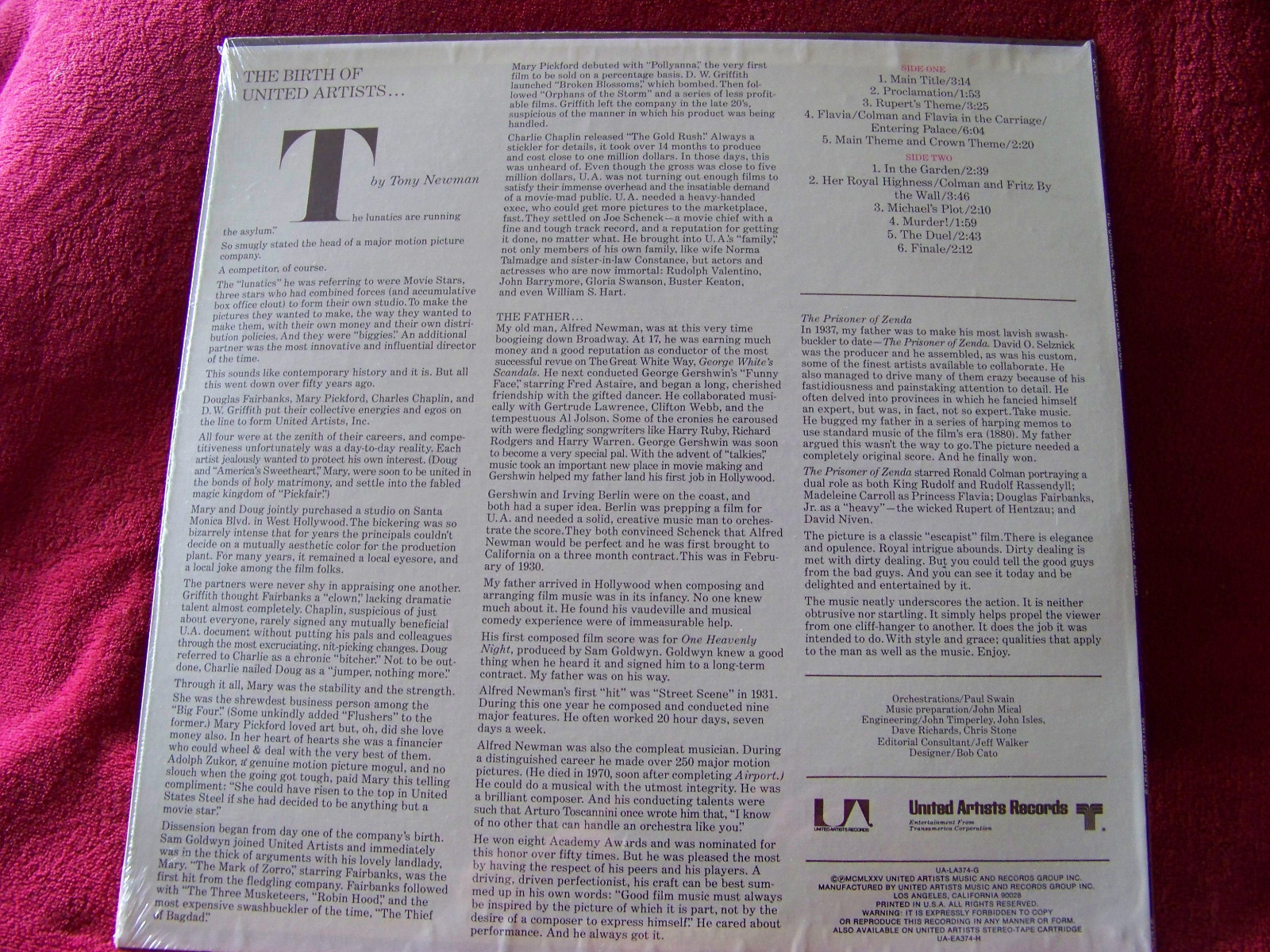 The Prisoner of Zenda – Soundtrack-LP, United Artists, US 1975, Bild 2