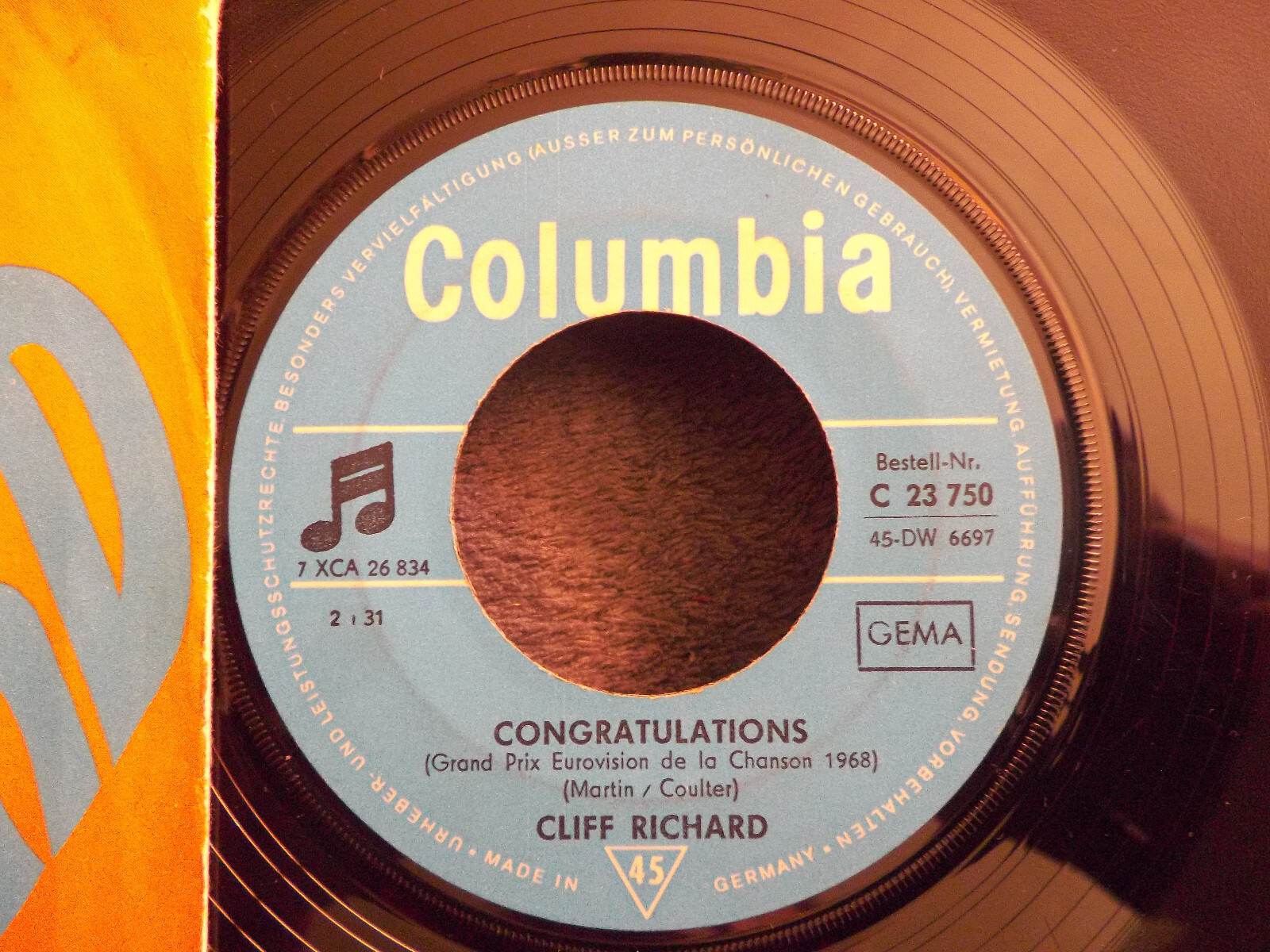 Cliff Richard – Congratulations / High ´n´ dry (Columbia / EMI Records, C 23 750), Bild 2