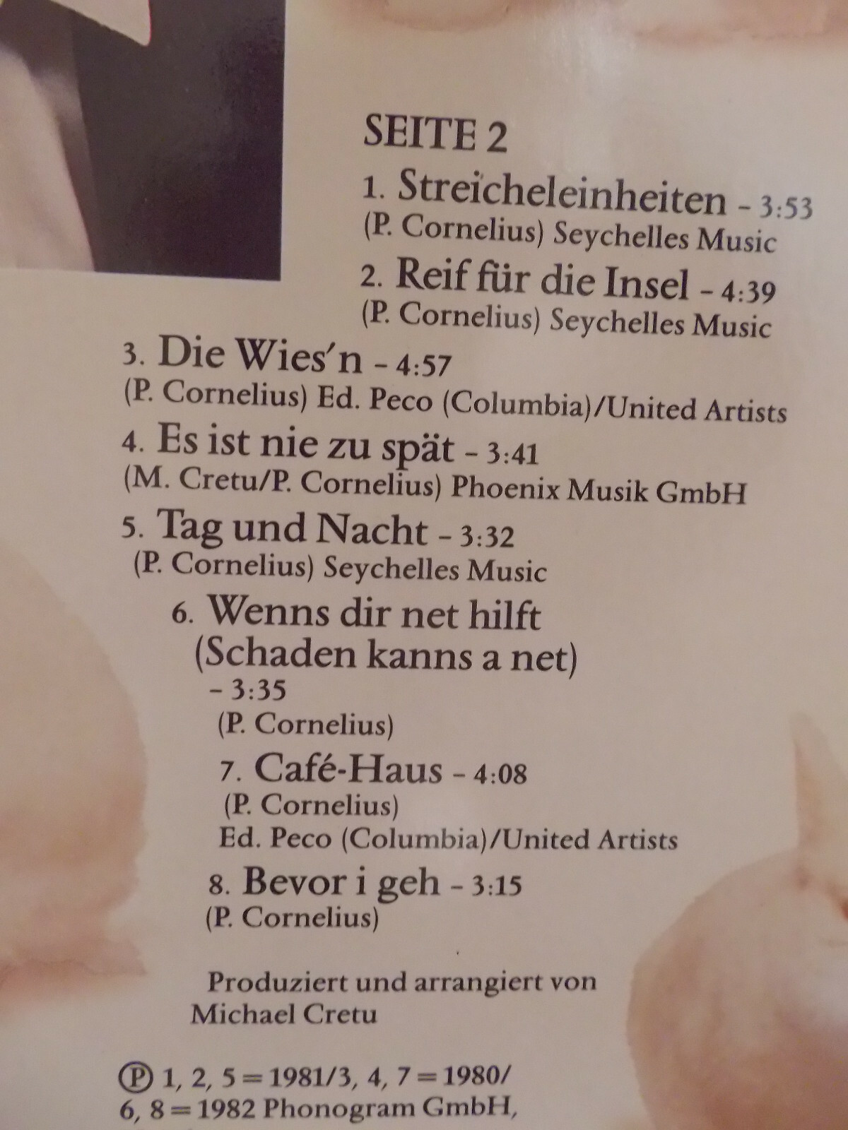 Peter Cornelius – Streicheleinheiten (Polystar Records Club-LP, 46 555 9), Bild 5