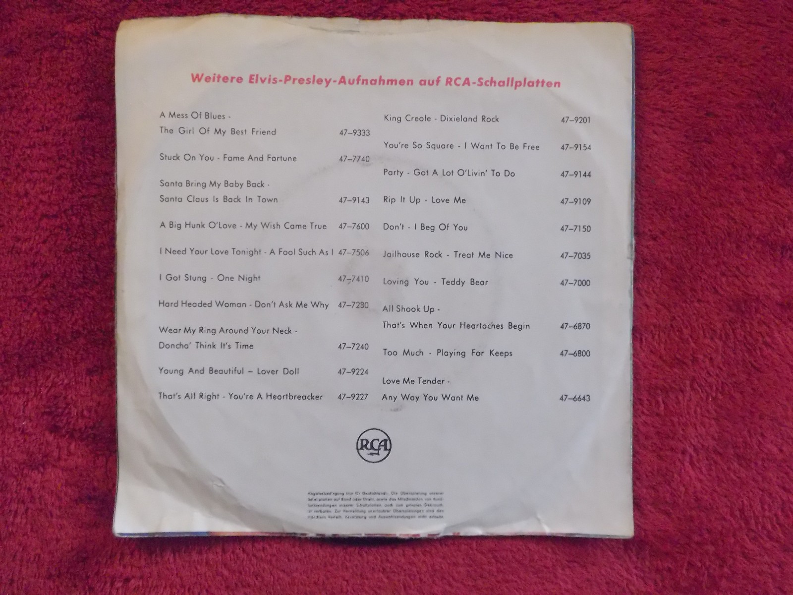 Elvis Presley – O sole mio (It´s now or never) / Make me know it · RCA · 45-9314?, Bild 2