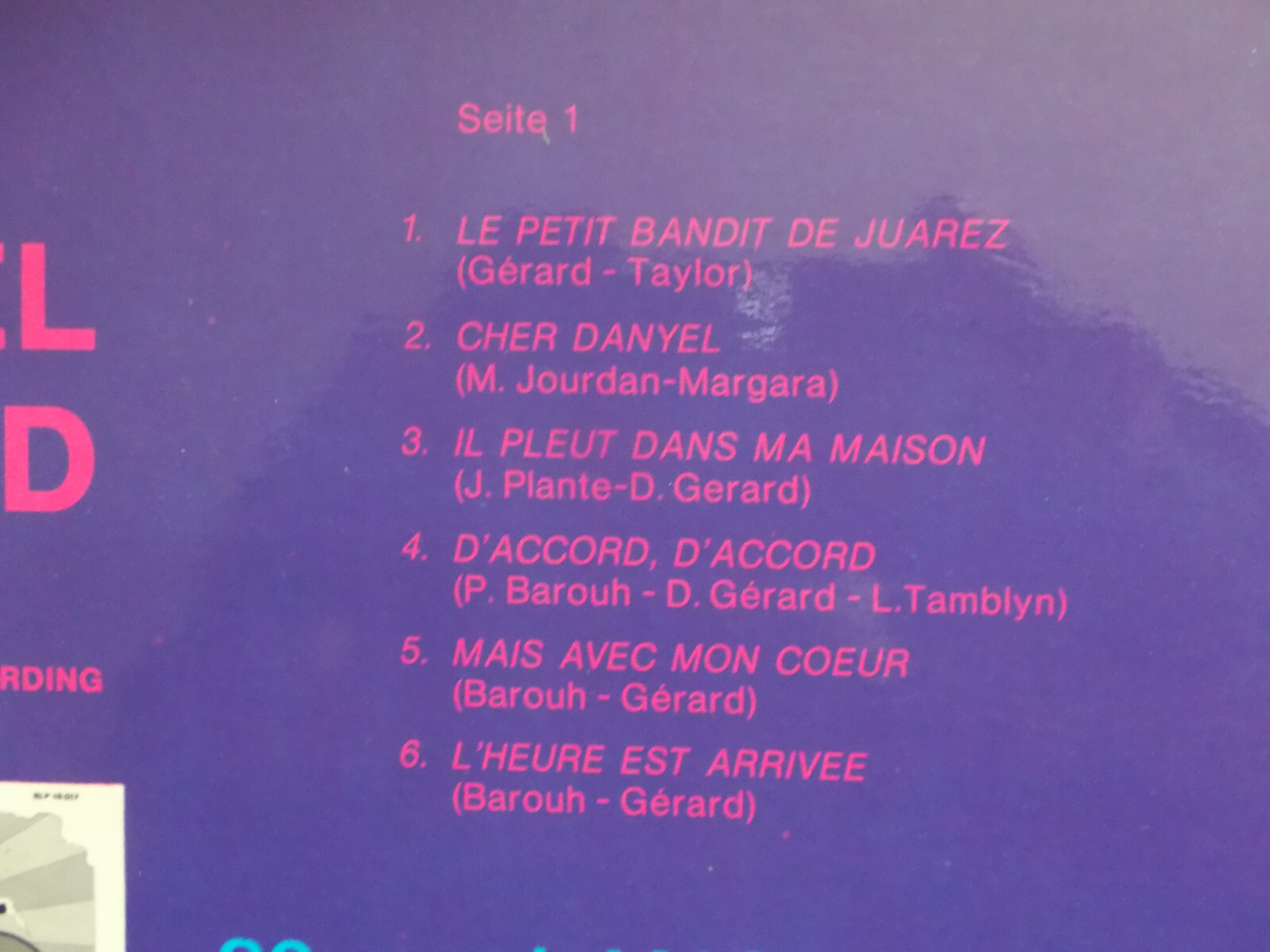 Danyel Gerard – Danyel Gerard (LP, Metronome Records, 1971), Bild 3