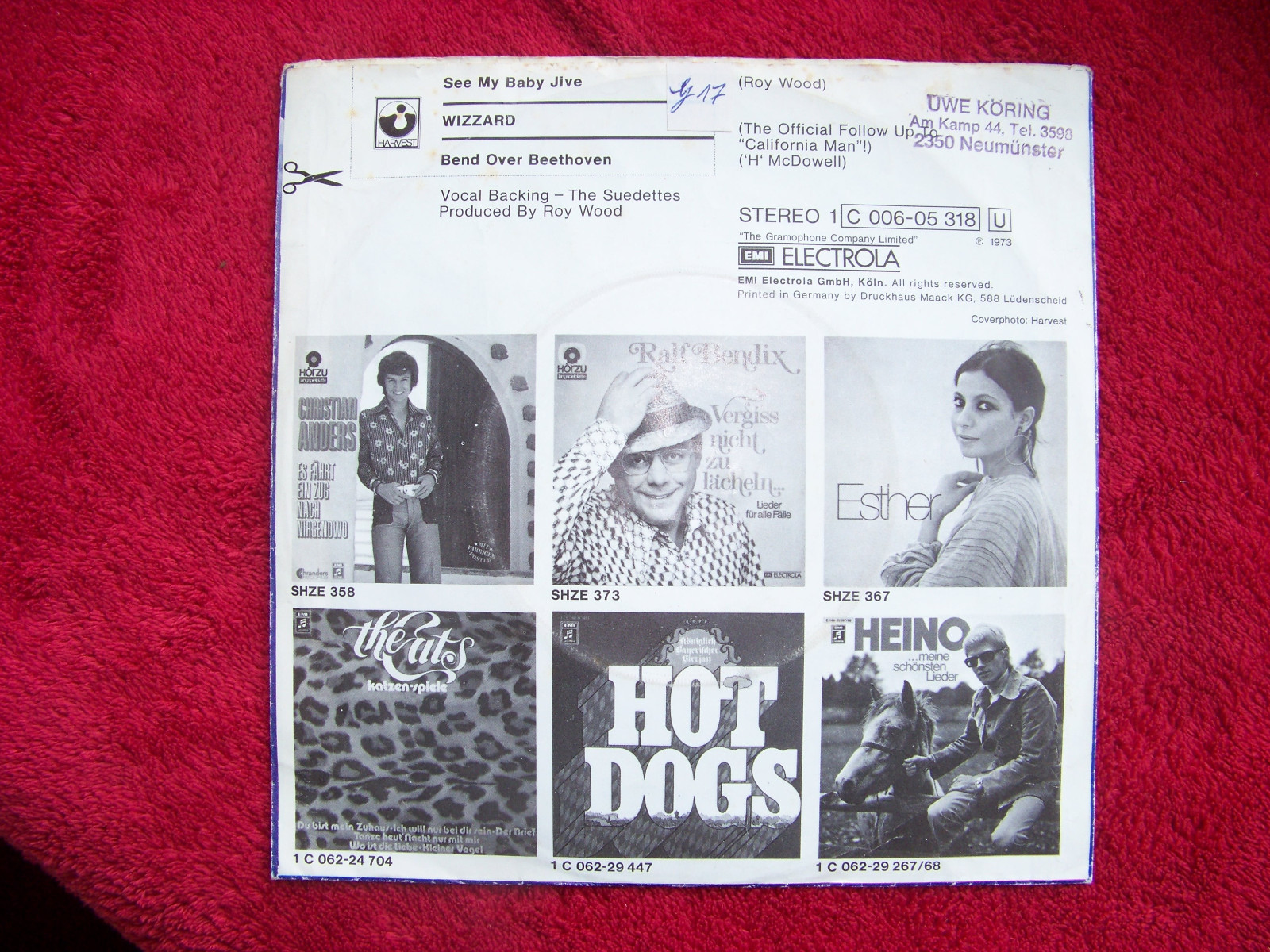 Wizzard – See My Baby Jive / Bend Over Beethoven (7″-Single, 1973), Bild 2