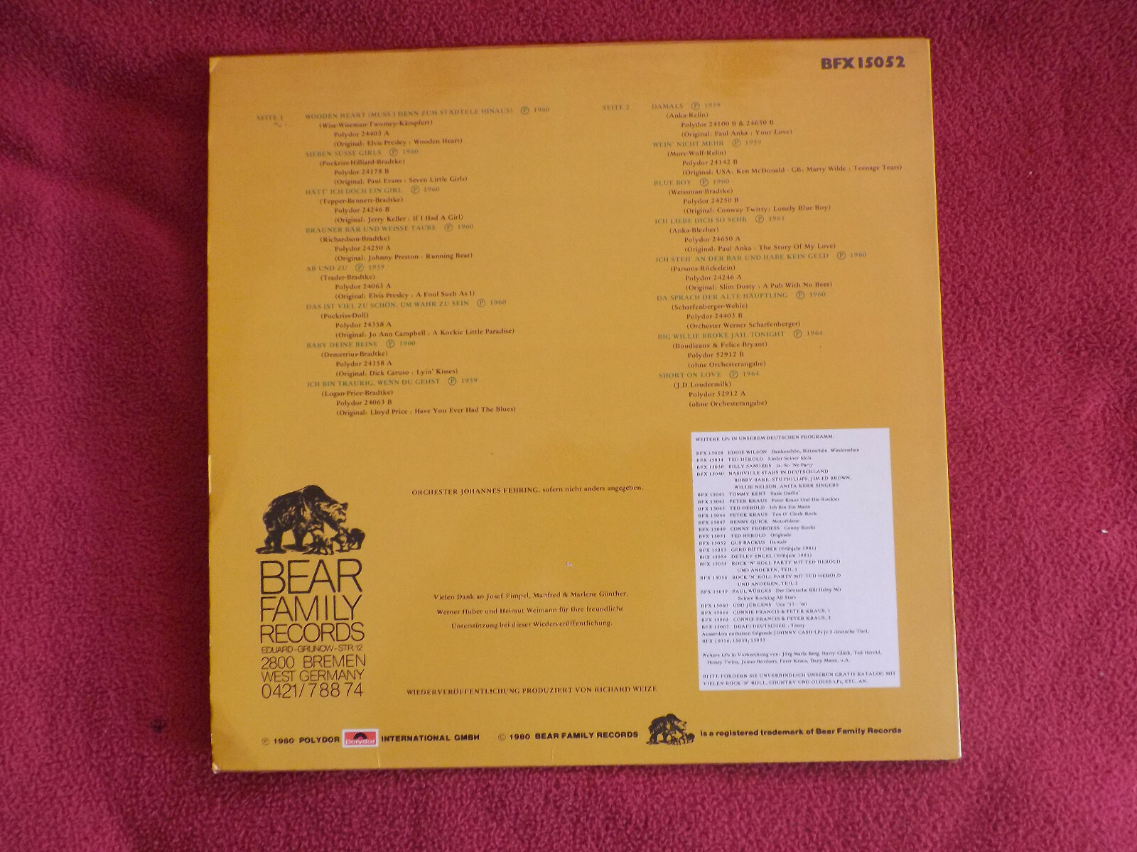 Gus Backus – Damals (Polydor, 1968), Bild 2