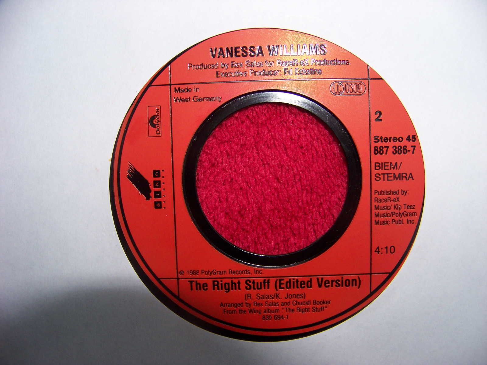 Vanessa Williams – The Right Stuff / The Right Stuff (Edited Version), 7″-Single, Bild 2