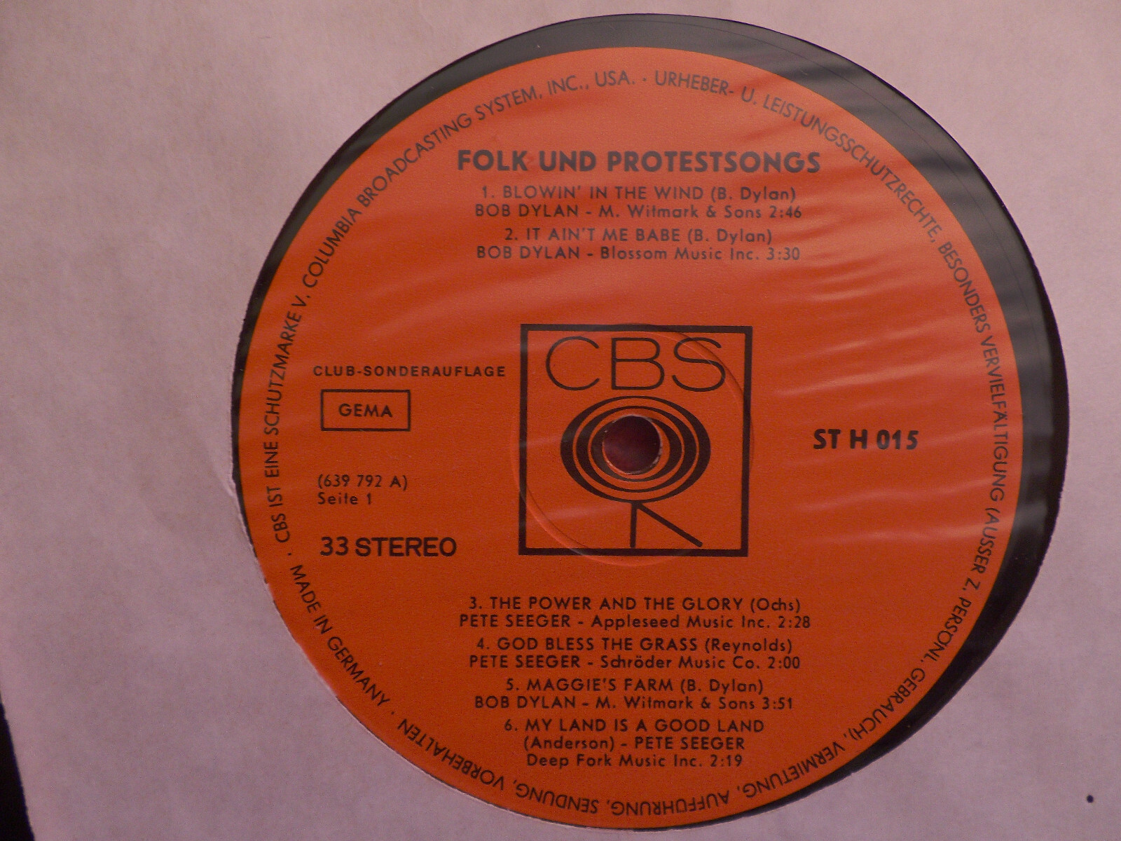 Bob Dylan & Pete Seeger – Protest and Folk songs | CBS Records LP, Bild 2