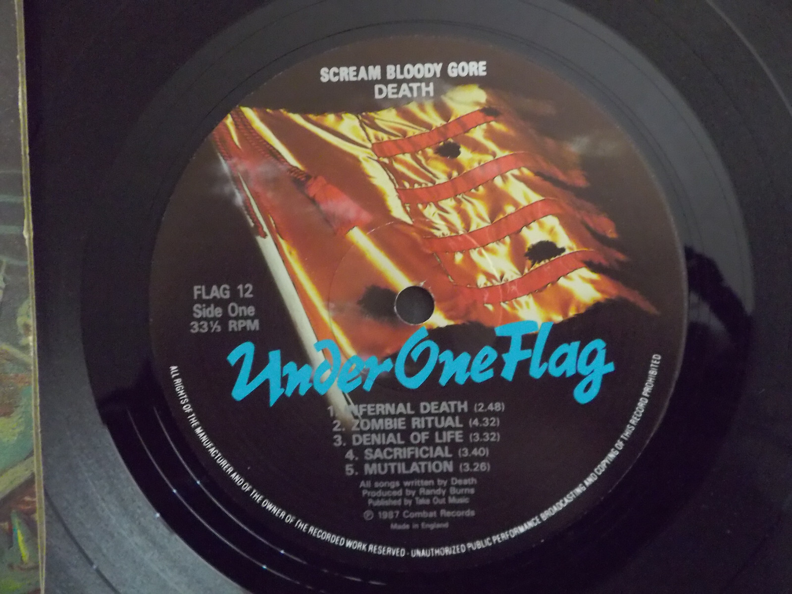 Death – Scream bloody gore (LP, Under One Flag Records, FLAG 12), Bild 2