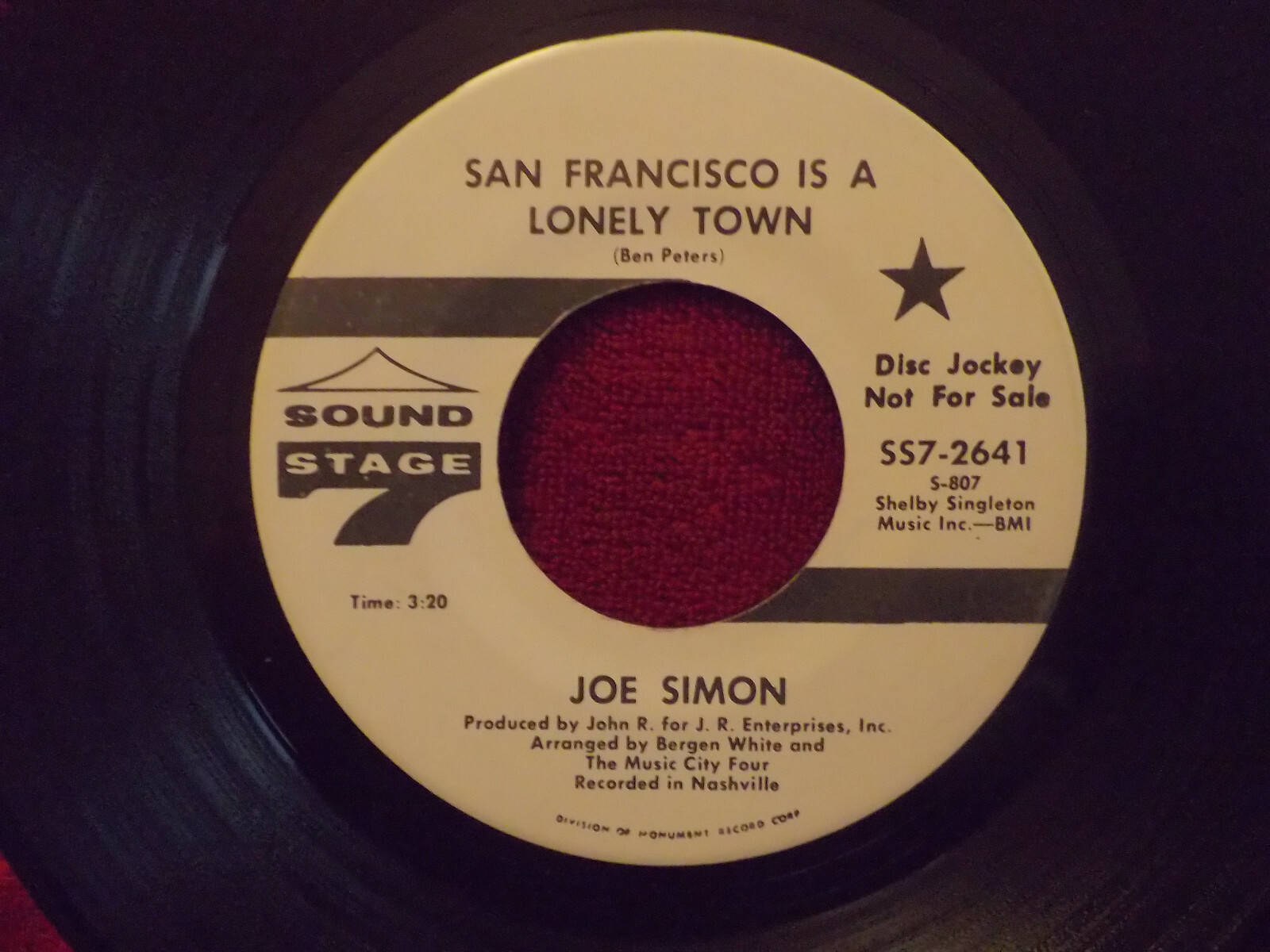 Joe Simon – San Francisco is a lonely town / It´s hard to get along (DJ-Single)