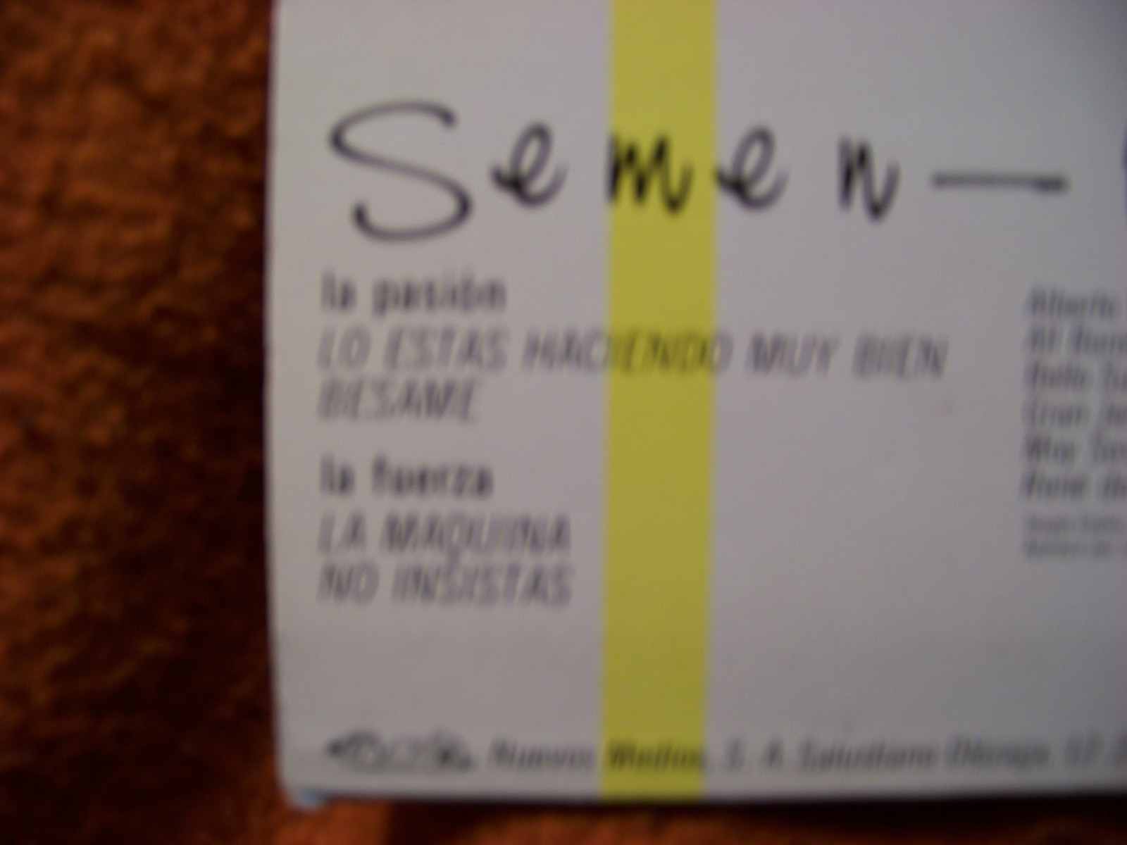 Semen - up – Lo estas haciendo muy bien / Besame + La Maquina / No insistas (Maxi-Single), Bild 2