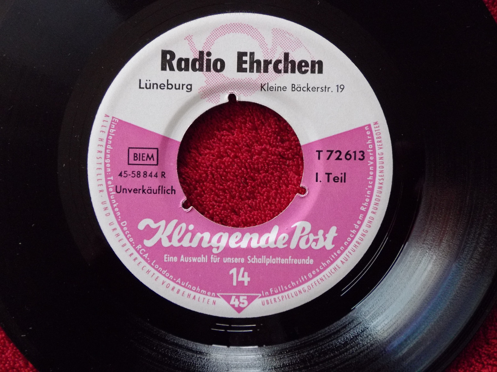 Klingende Post 14 – Telefunken-Schallplatte, Single