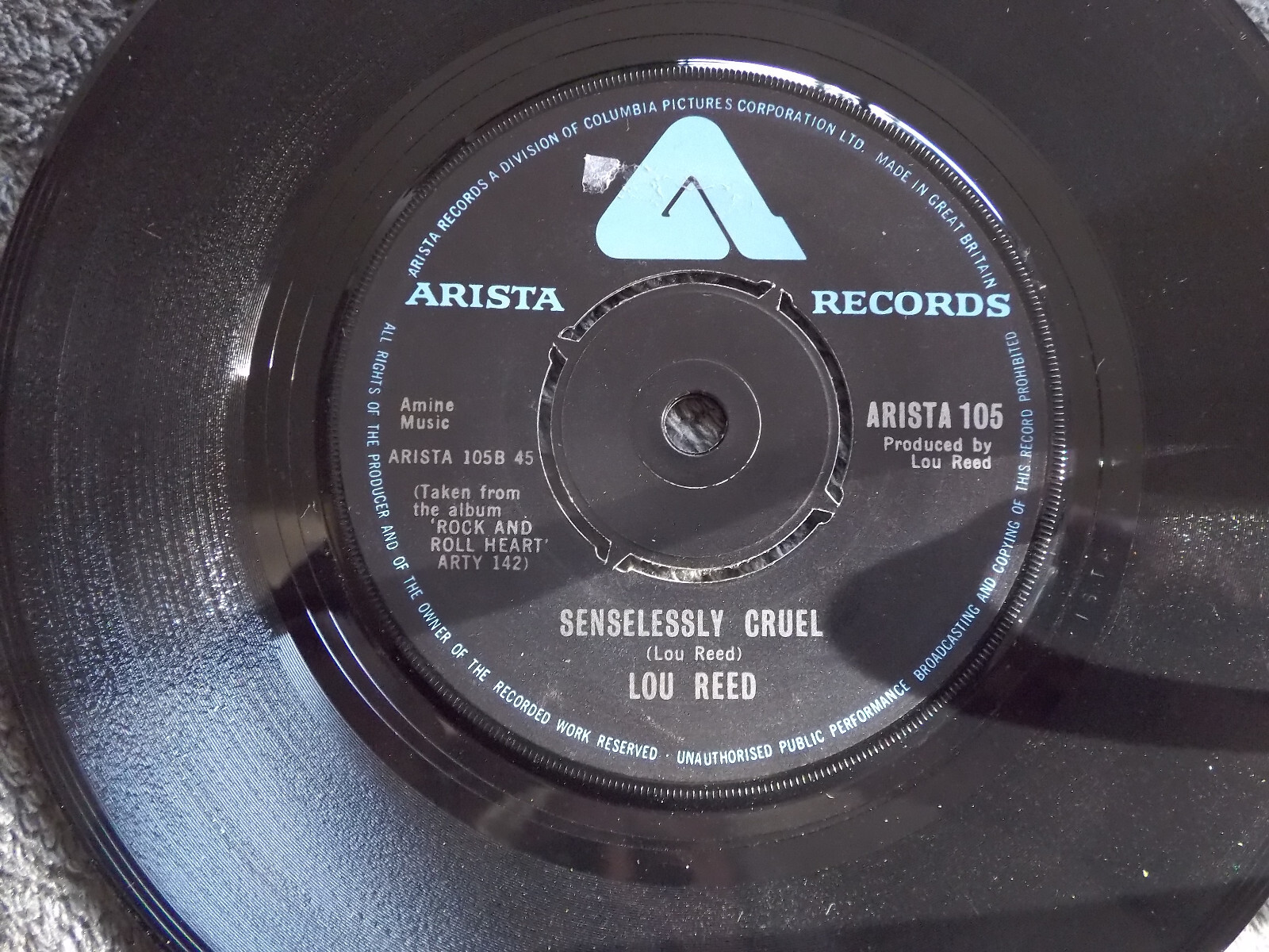 Lou Reed – Rock and Roll Heart / Senselessly Cruel (7″-Single), Bild 2