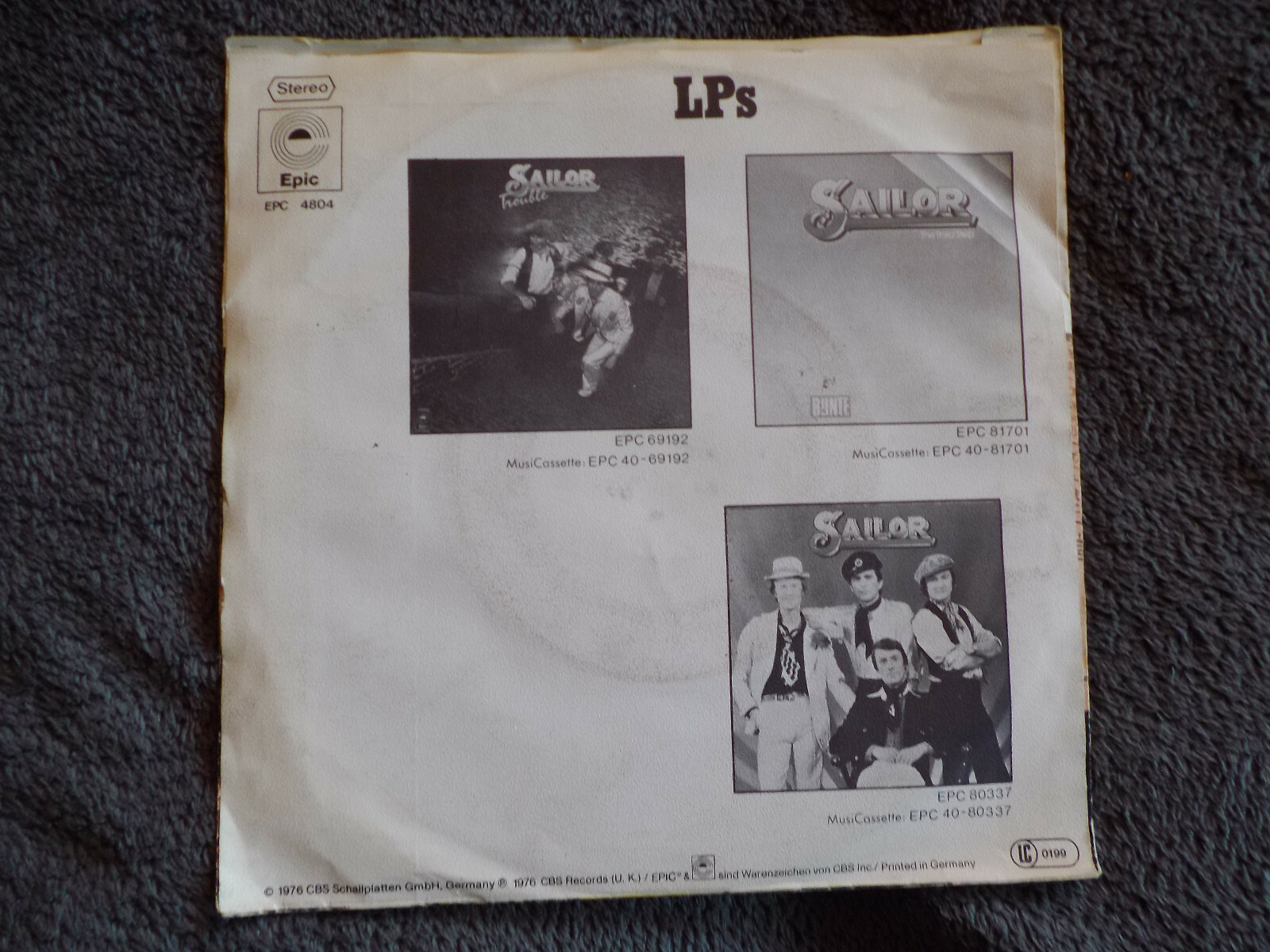 Sailor – One drink too many / Melancholy | Epic 45er, Bild 2