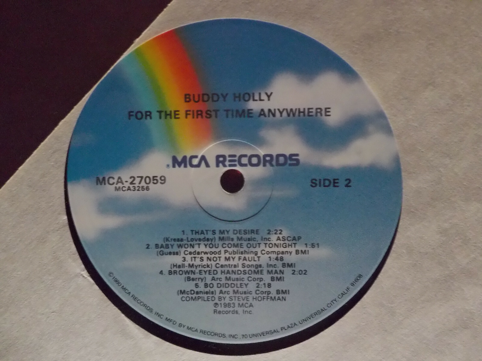 Buddy Holly – For the first time anywhere (LP, MCA Records, 1983), Bild 2
