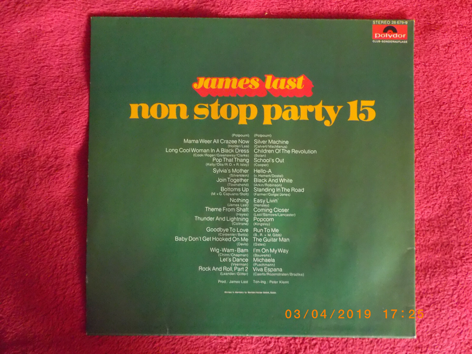James Last – Non stop Party 15 (Polydor Records Club-Sonderauflage, LP), Bild 2
