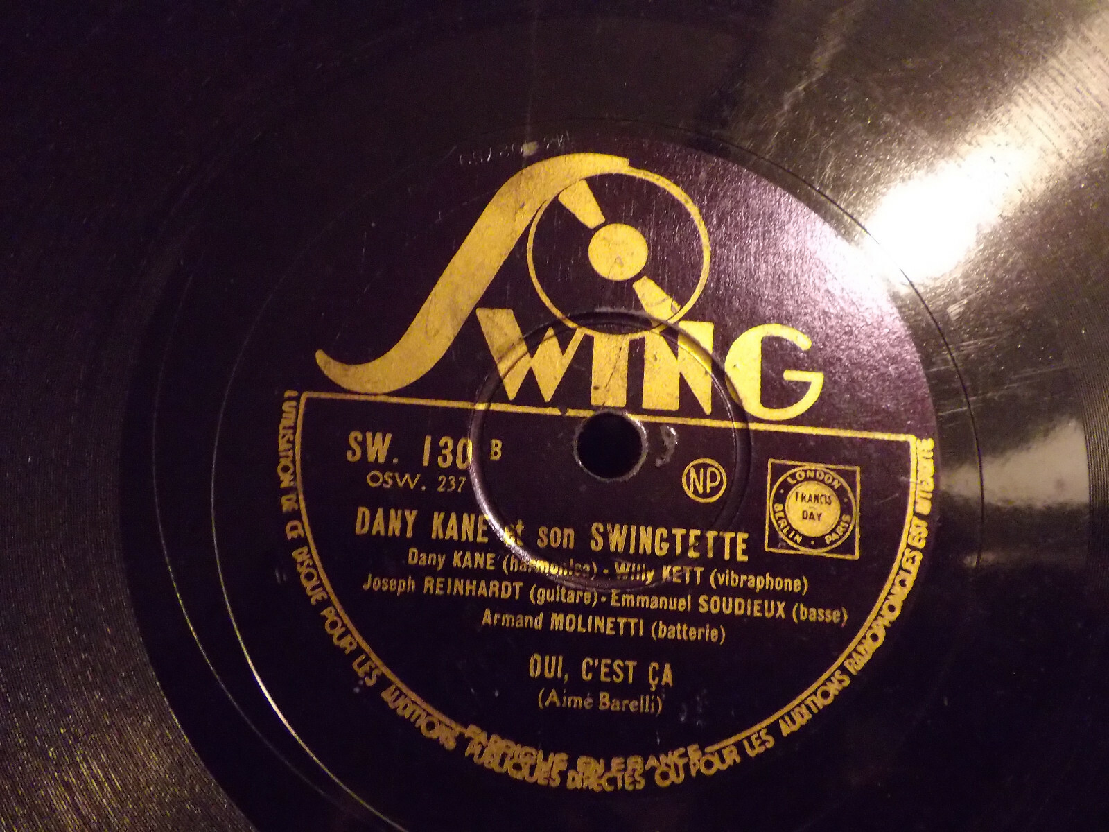 Dany Kane et son Swingtette – Fantasie / Qui, c´est ca (78er Schellack), Bild 2