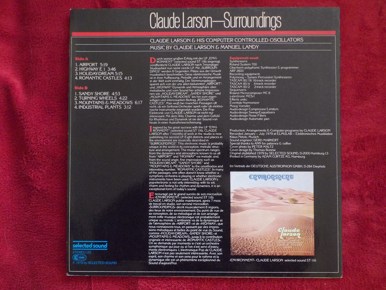 Claude Larson – Surroundings (LP, Selected Sound Records, 1979), Bild 2
