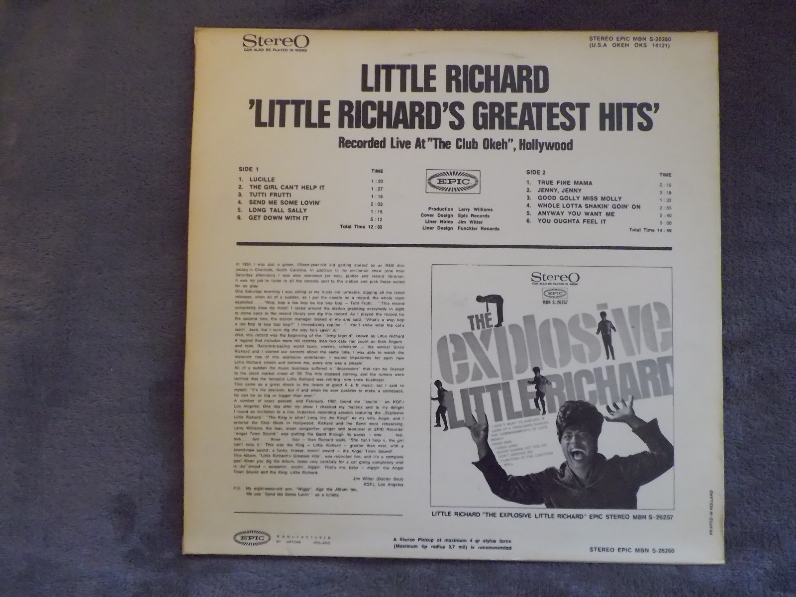 Little Richard – Little Richard’s Greatest Hits | NL-Pressung, Epic, LP (1967), Bild 2