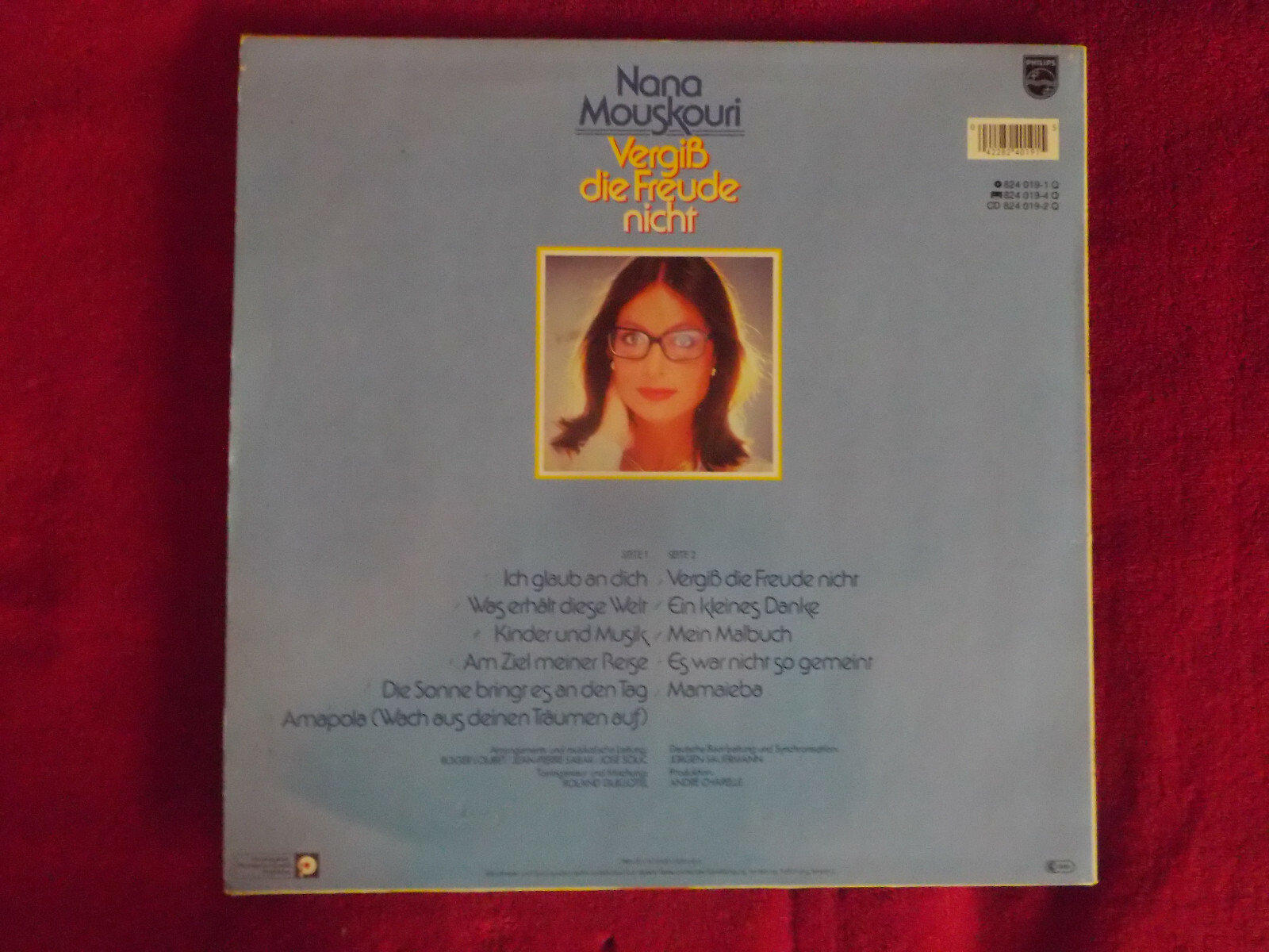 Nana Mouskouri – Vergiß die Freude nicht | Philips Records 824 019-1, LP (1984), Bild 2