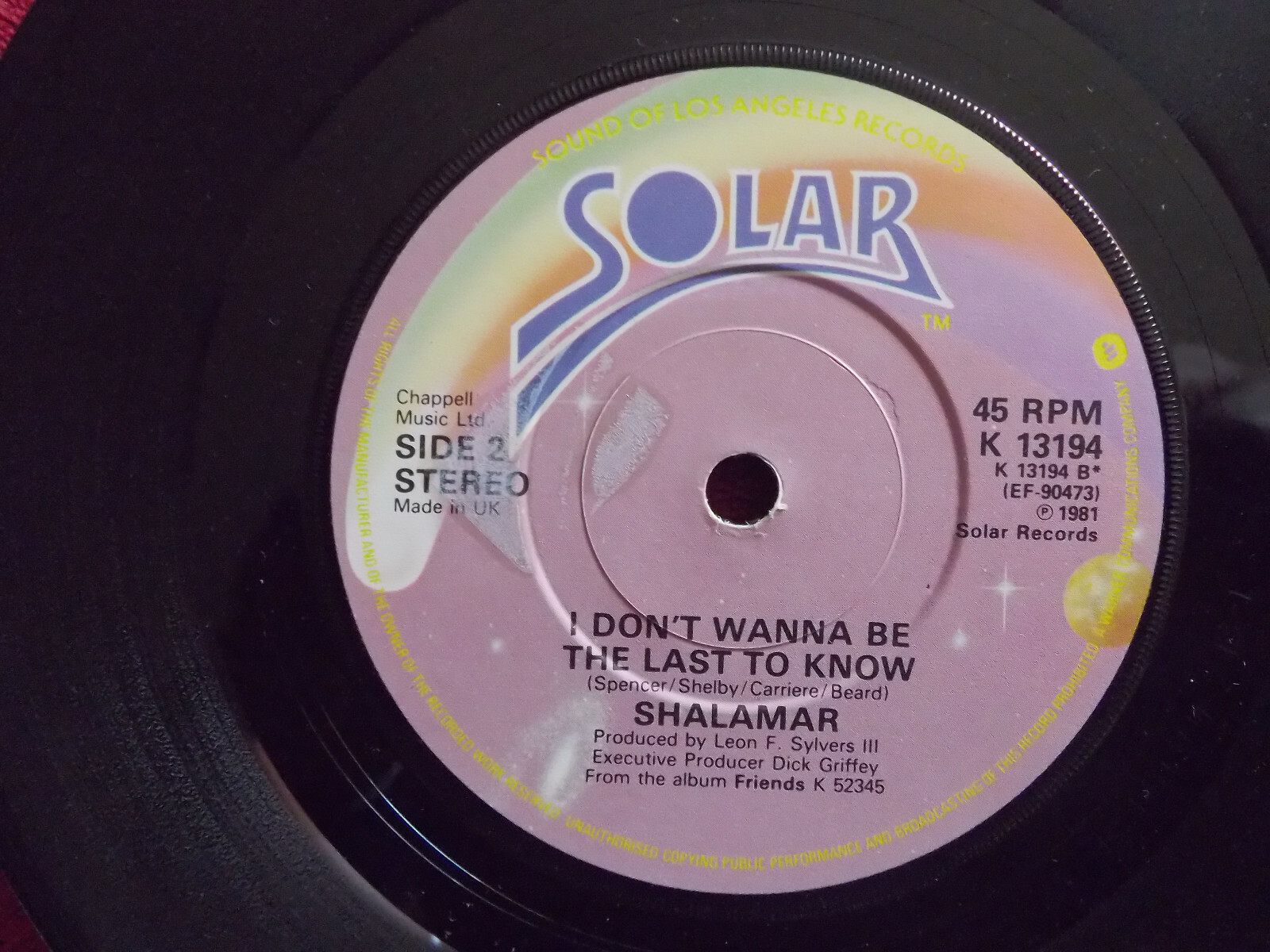 Shalamar – There it is / I don´t wanna be the last to know | Solar Records | K 13194, Bild 2
