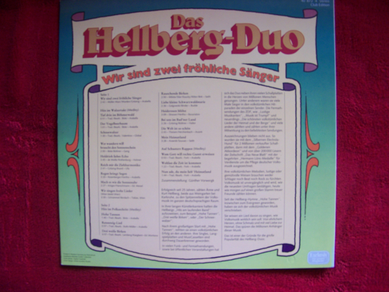 Das Hellberg-Duo – Wir sind zwei fröhliche Sänger (Ariola LP), Bild 2