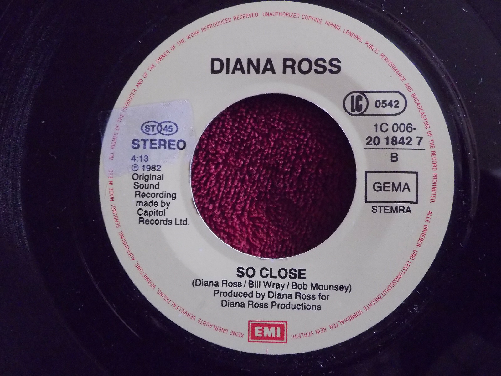 Diana Ross – Dirty Looks / So Close (EMI, 1987), Bild 2