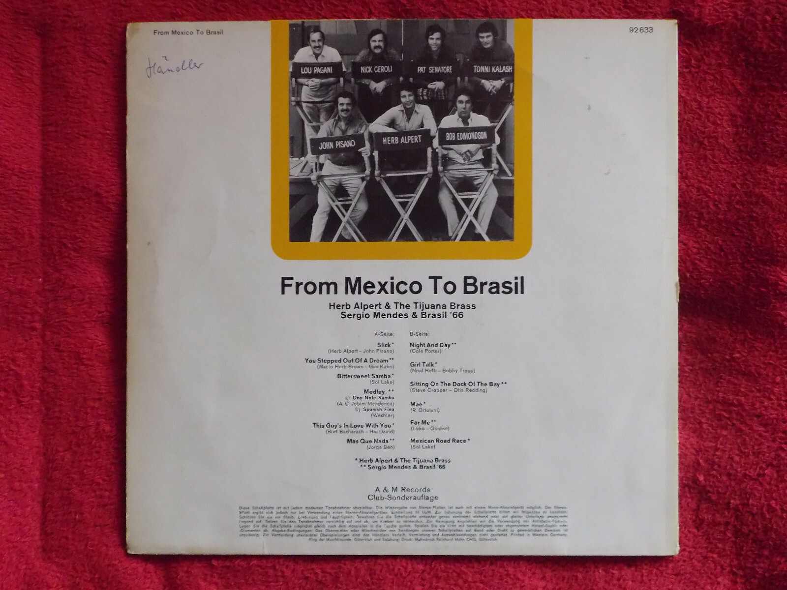Herb Alpert & The Tijuana Brass – From Mexico to Brasil (A&M Records, Club-Sonderauflage, 92 633), Bild 2