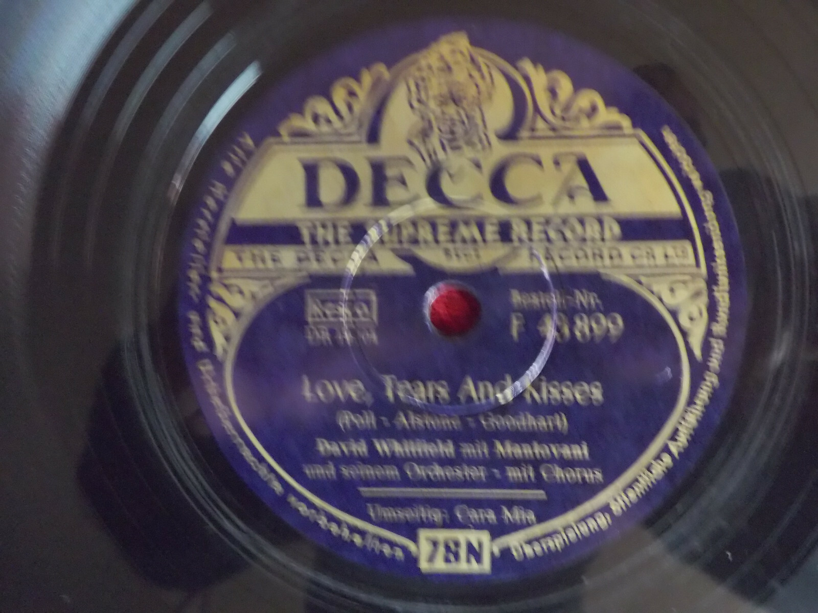 David Whitfield mit Mantovani – Cara mia / Love, tears and kisses (Decca Records, F 43 899), Bild 2