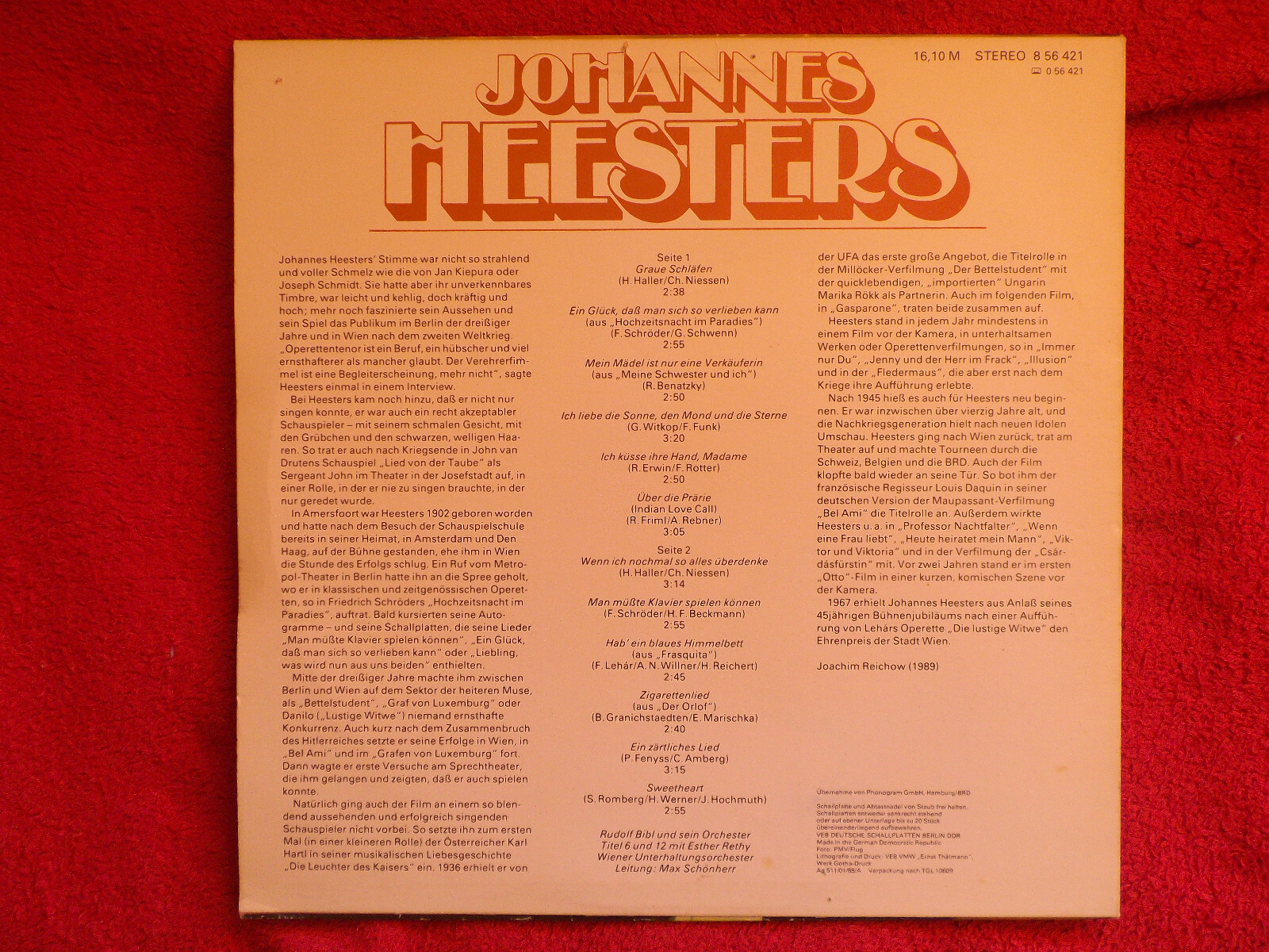 Johannes Heesters – Johannes Heesters (Amiga LP, DDR 1989), Bild 3