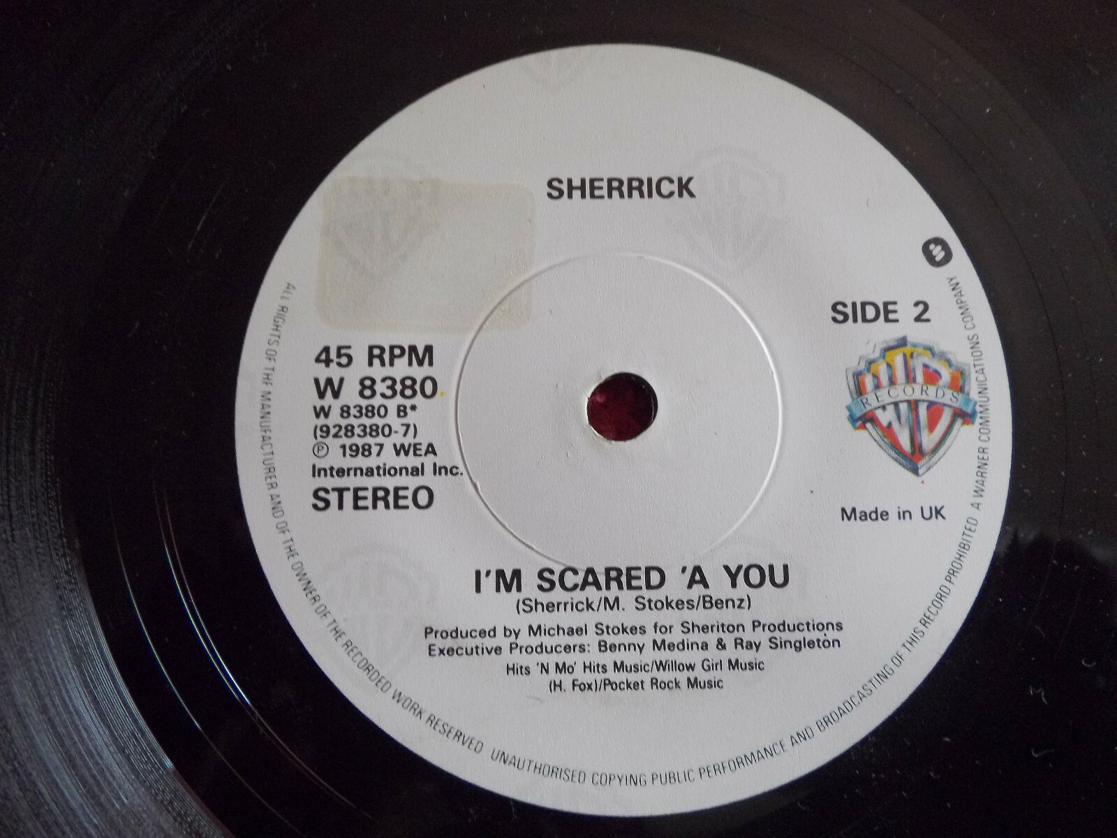 Sherrick – Just Call / I´m Scared ´a You | Warner Bros. Records W 8380, Bild 2