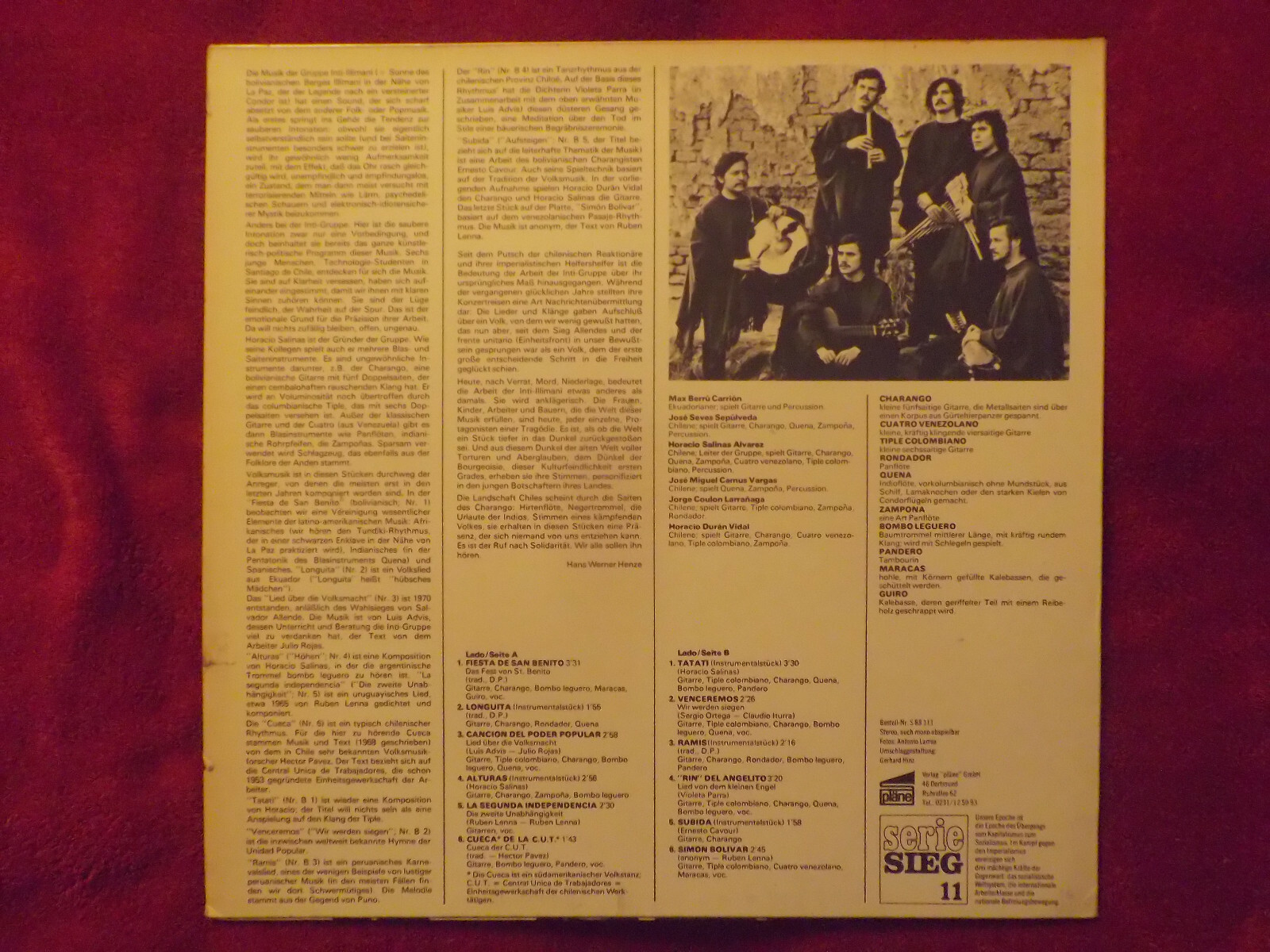 Inti-Illimani – Viva Chile ! | Pläne Records LP, Bild 2