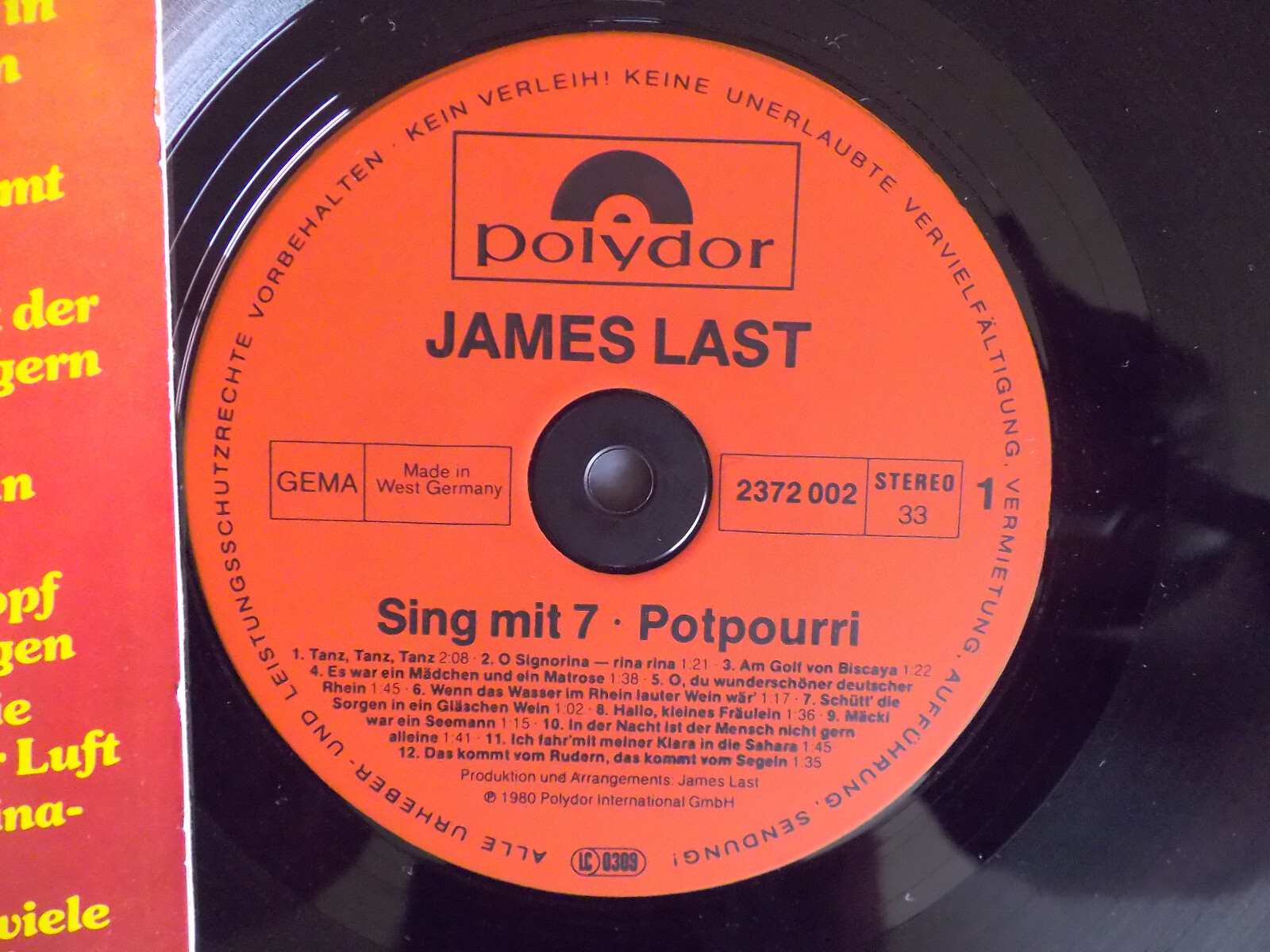 James Last – Sing mit 7 (LP, Polydor, 1980), Bild 2
