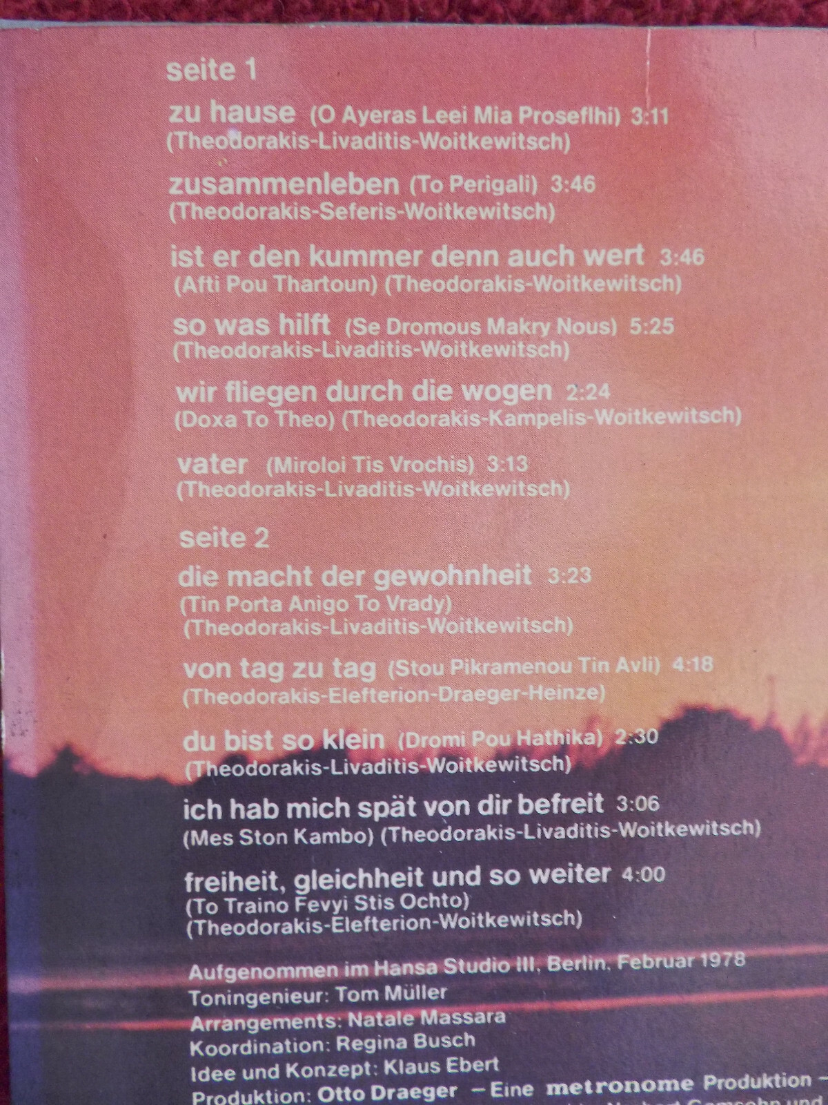 Milva – Von Tag zu Tag | Metronome Records LP, 1978, Bild 3