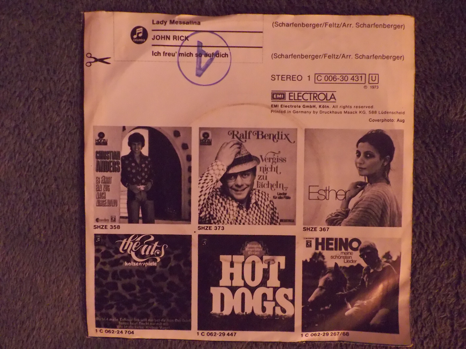 John Rick – Lady Messalina / Ich freu´ mich so auf dich (Columbia, 1973), Bild 3