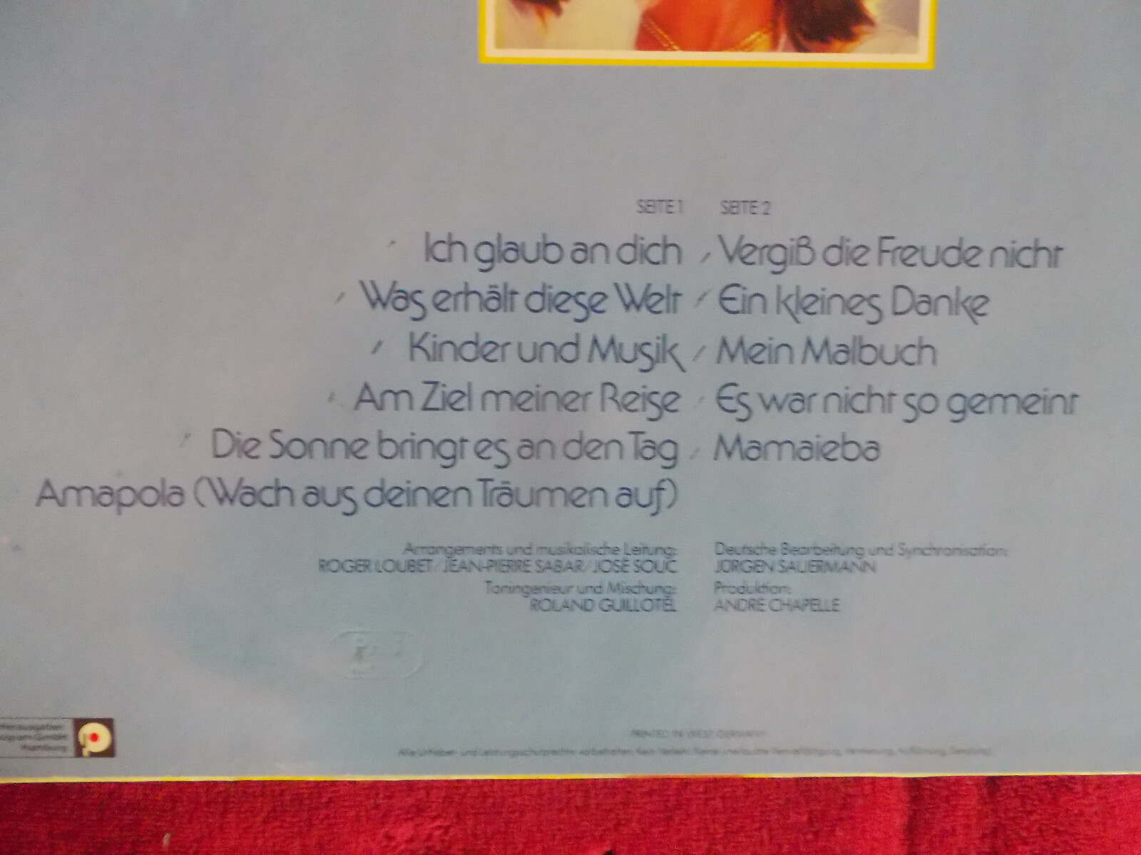 Nana Mouskouri – Vergiß die Freude nicht | Philips Records 824 019-1, LP (1984), Bild 3