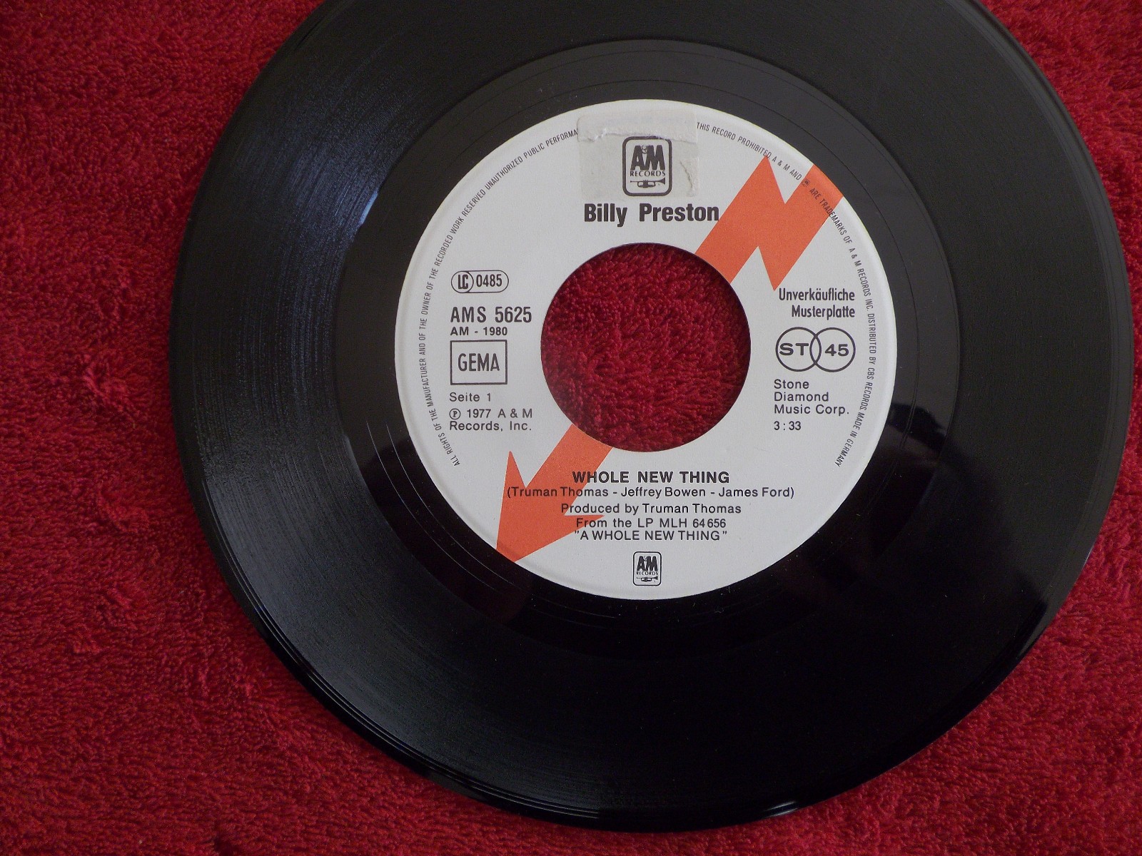 Billy Preston – Whole New Thing / Wide Stride (A&M Records, AMS  5625, 7″ Single, Deutschland, 1977)