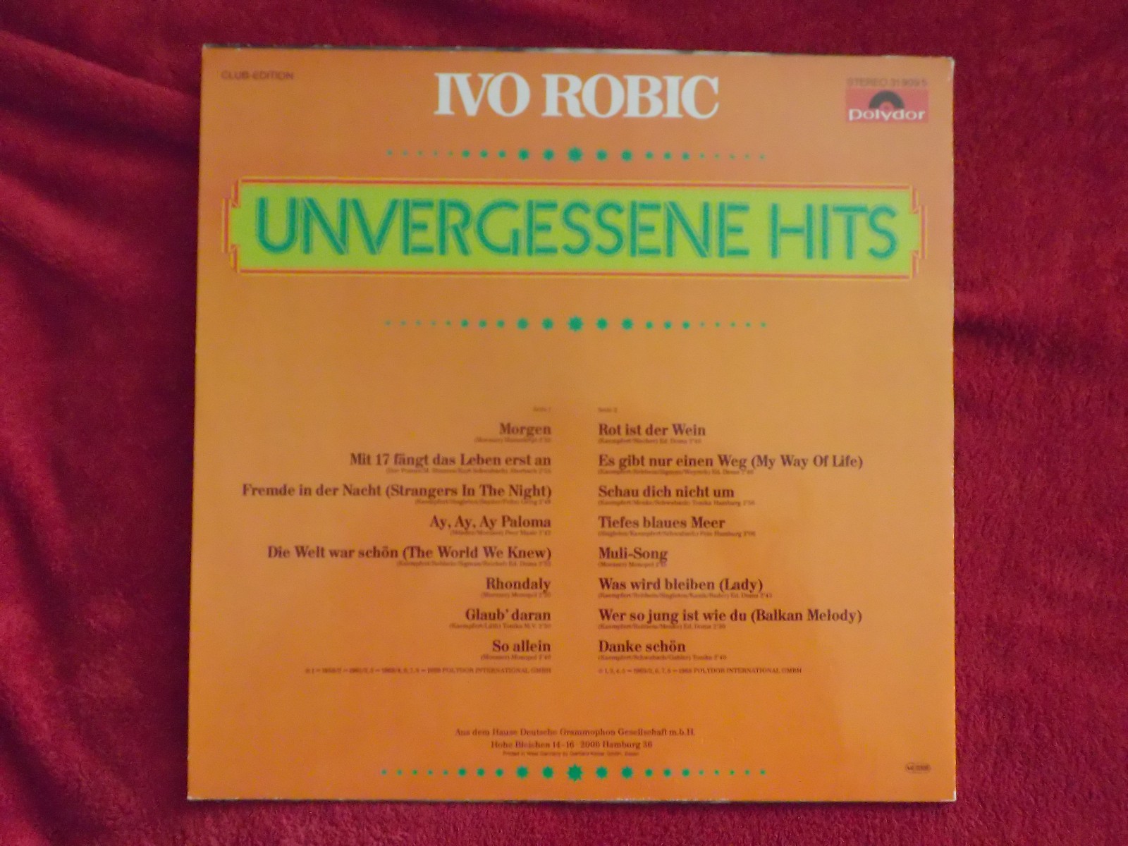 Ivo Robic – Unvergessene Hits | Polydor Records 31909 5, Bild 2