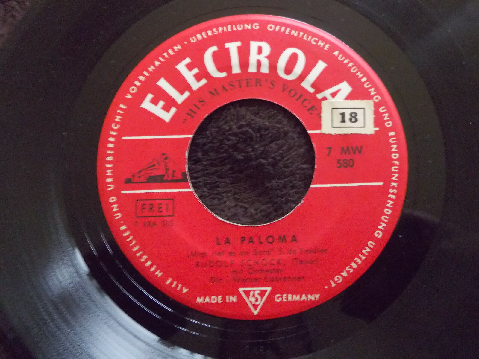 Rudolf Schock – La Paloma / Toselli-Serenade | Electrola Records 7 MW 580