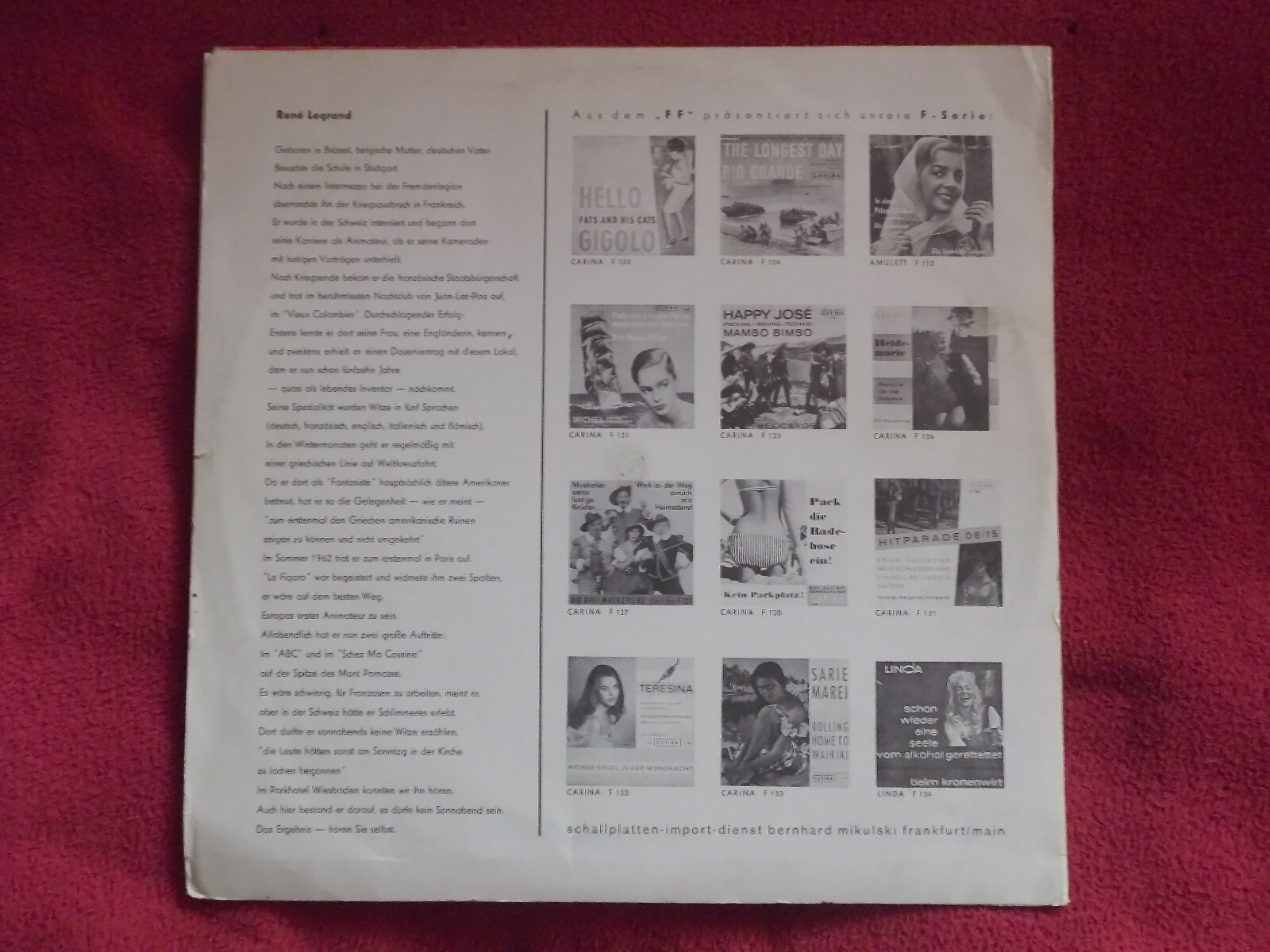 Rene Legrand – erzählt jüdische Witze (LP, Linda H - 1000), Bild 2