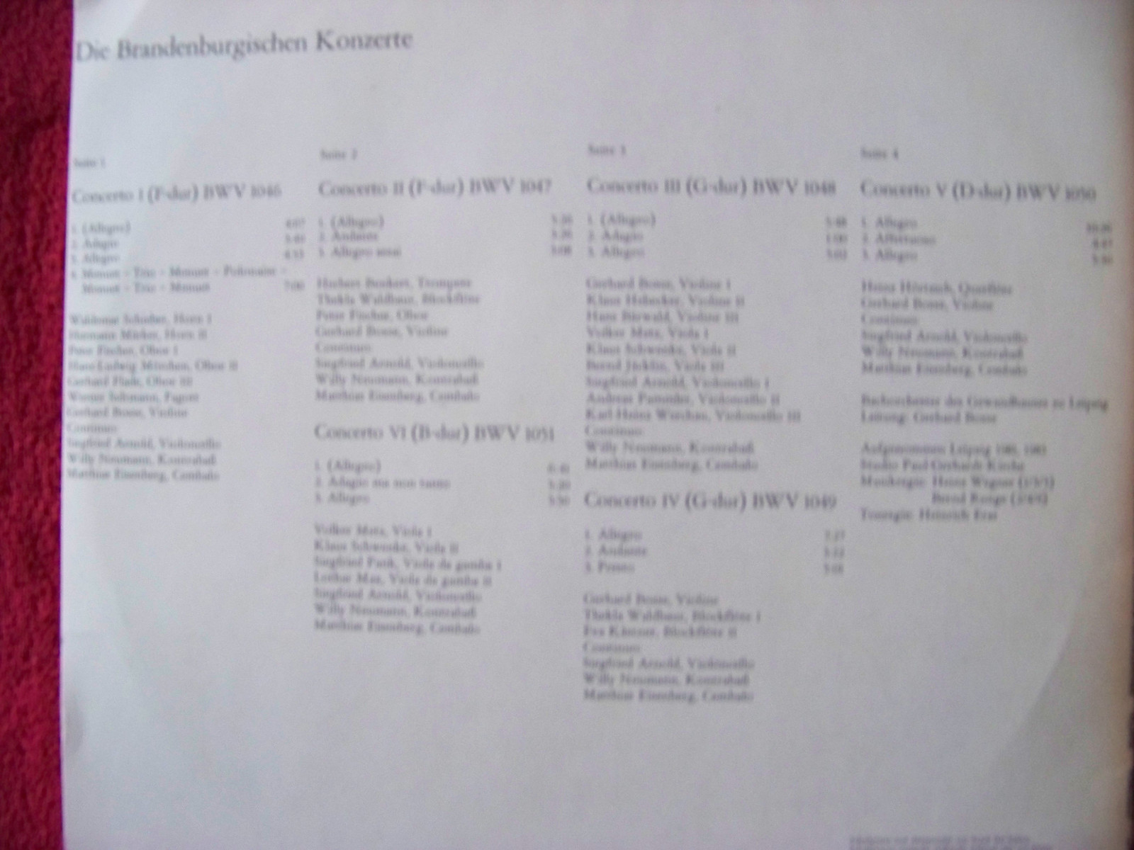 Bachorchester des Gewandhauses zu Leipzig – Die Brandenburgische Konzerte (Doppel-LP, Eterna Records, DDR 1984), Bild 2