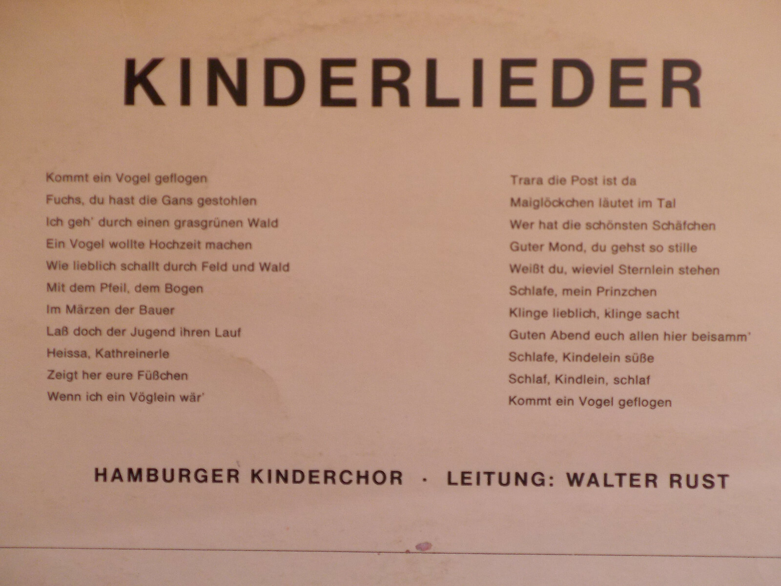 Hamburger Kinderchor – Kinderlieder (LP), Bild 3