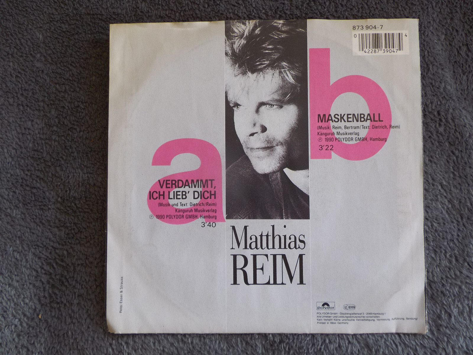 Matthias Reim – Verdammt ich lieb´ dich / Maskenball | Single 7″, 1990, Bild 2