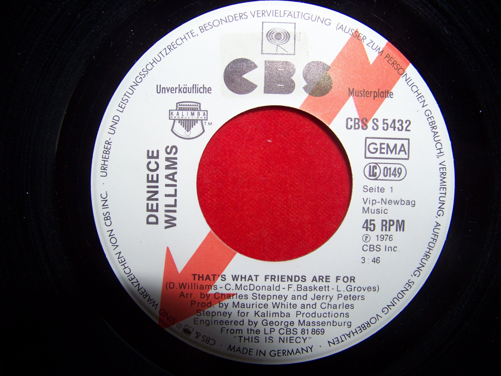 Deniece Williams – That´s what friends are for / Watching over | CBS 5432, Promo-Single