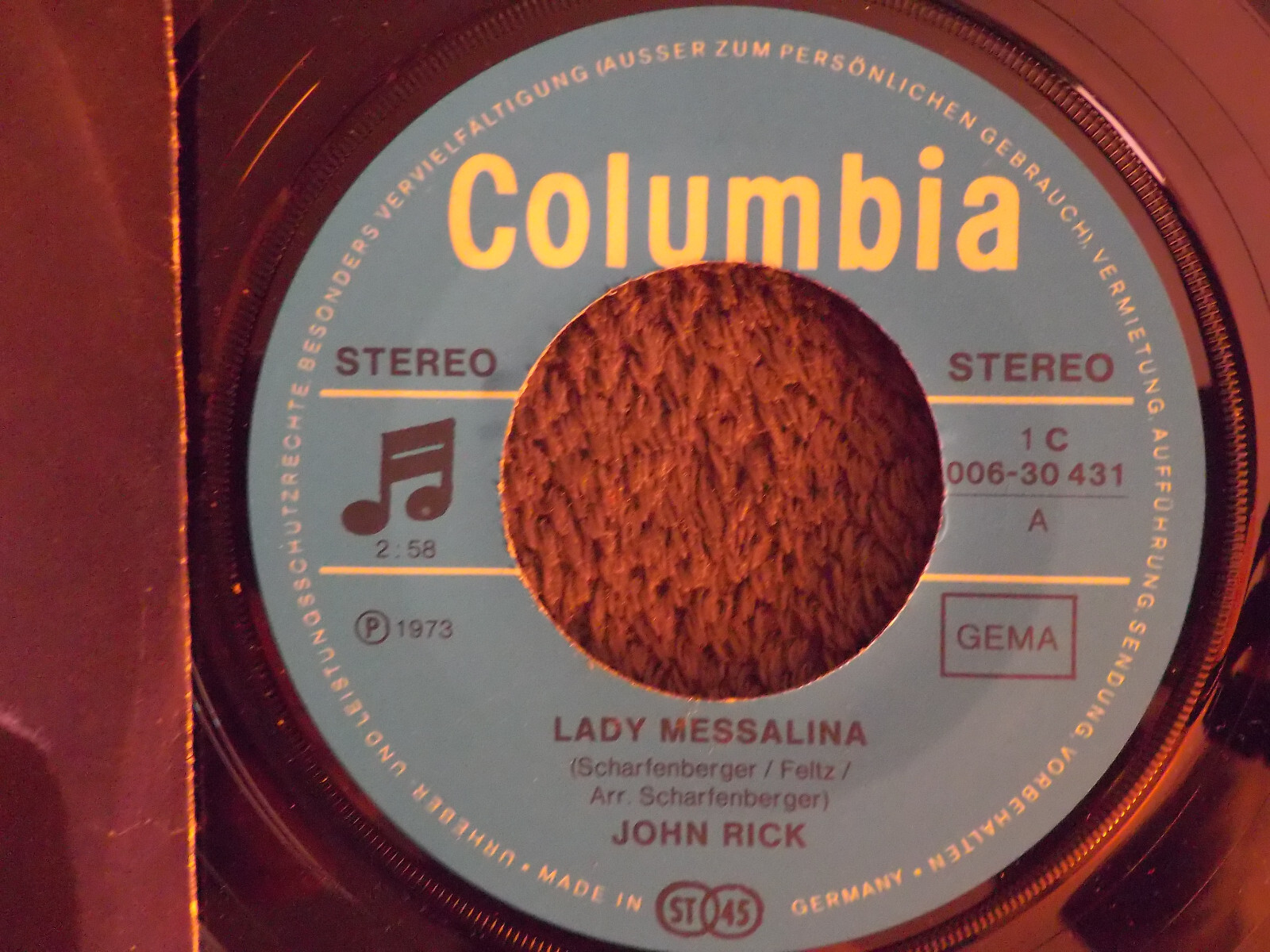 John Rick – Lady Messalina / Ich freu´ mich so auf dich (Columbia, 1973), Bild 2