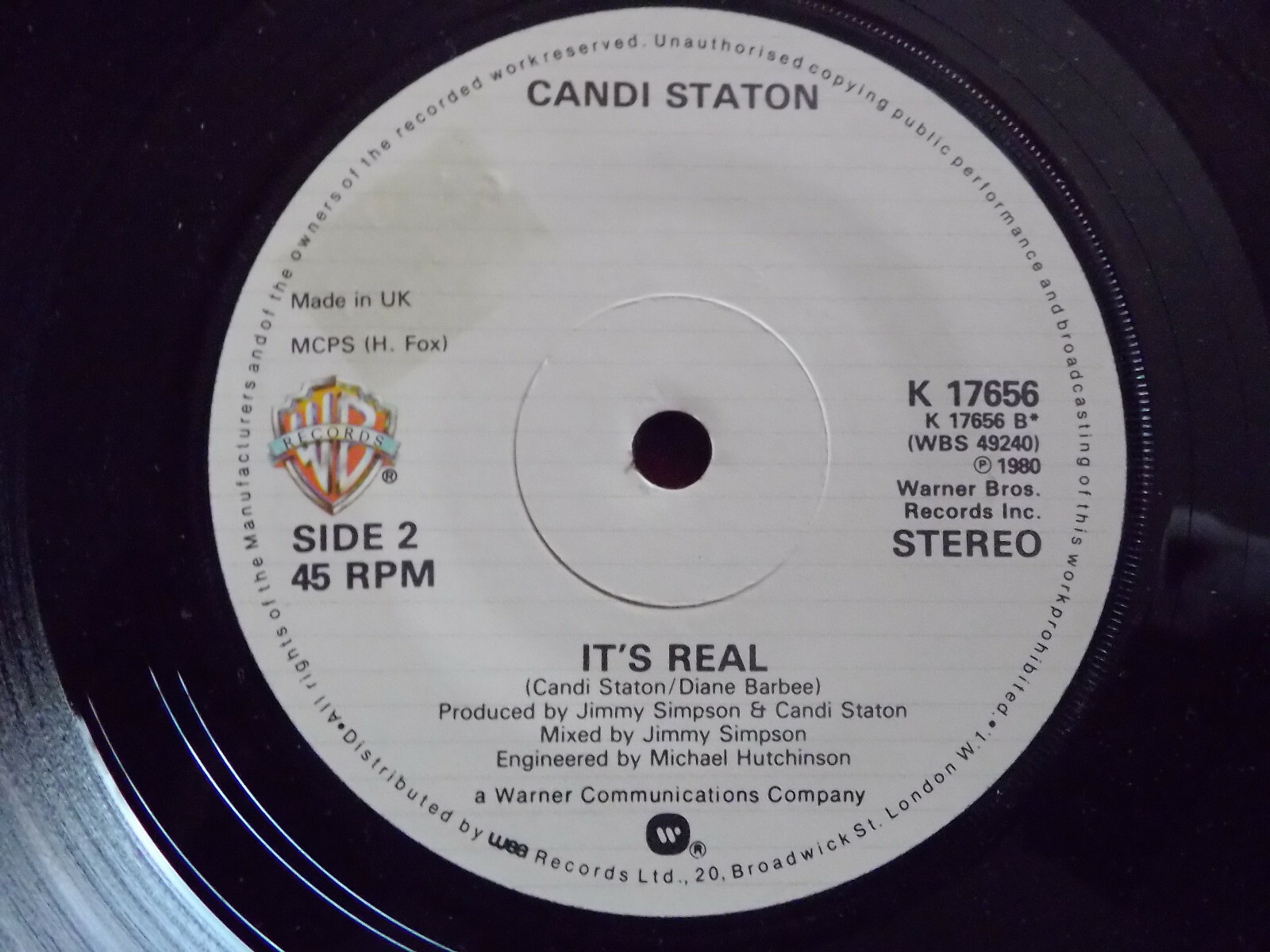 Candi Staton – Looking for love / It´s real (Warner Bros. Records, K 17656), Bild 2