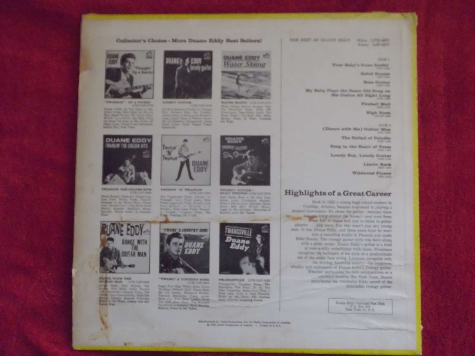 Duane Eddy – The Best of Duane Eddy (LP, RCA Victor, LPM - 3477, USA 1966), Bild 2