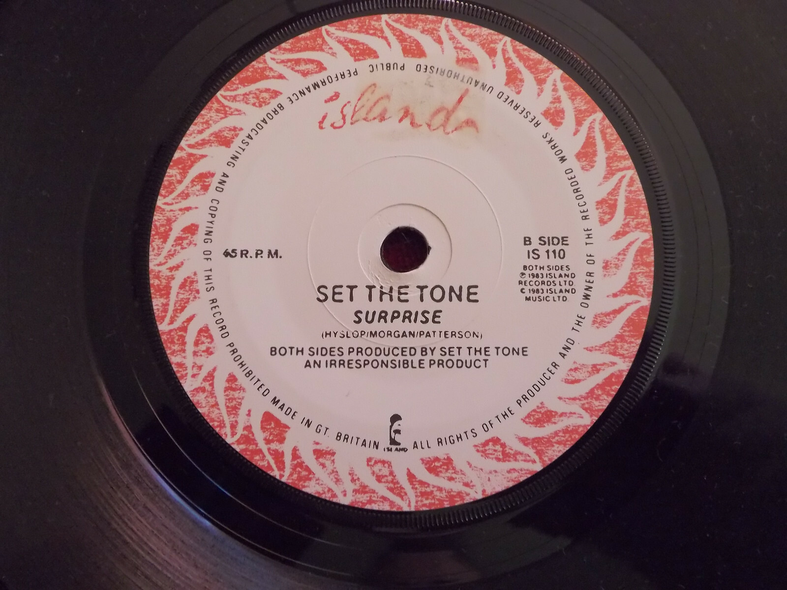Set the Tone – Rap your love / Surprise (UK-45, 1983), Bild 2